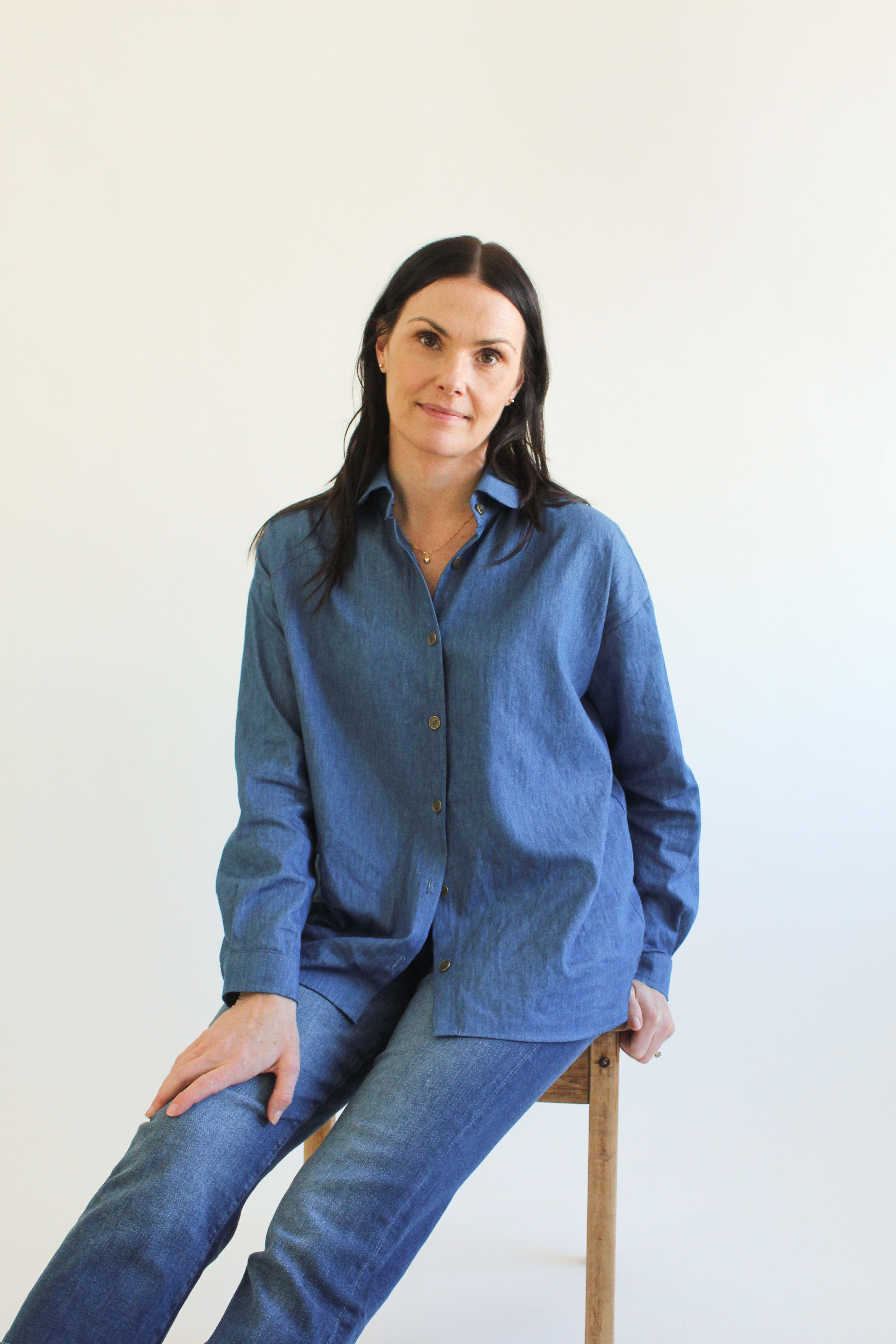 Sattva by Sarah - Denim Collar Blouse -