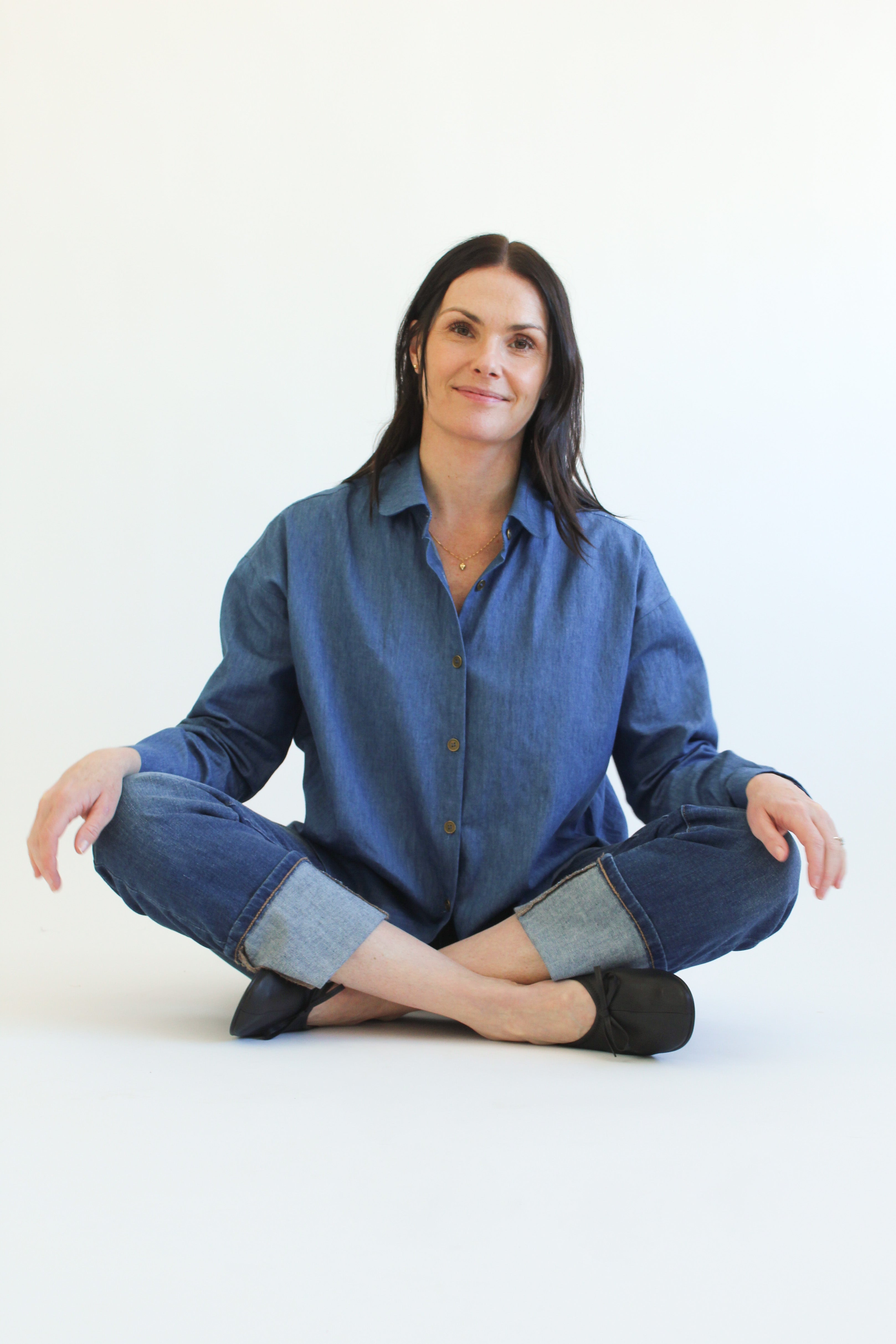 Sattva by Sarah - Denim Collar Blouse -