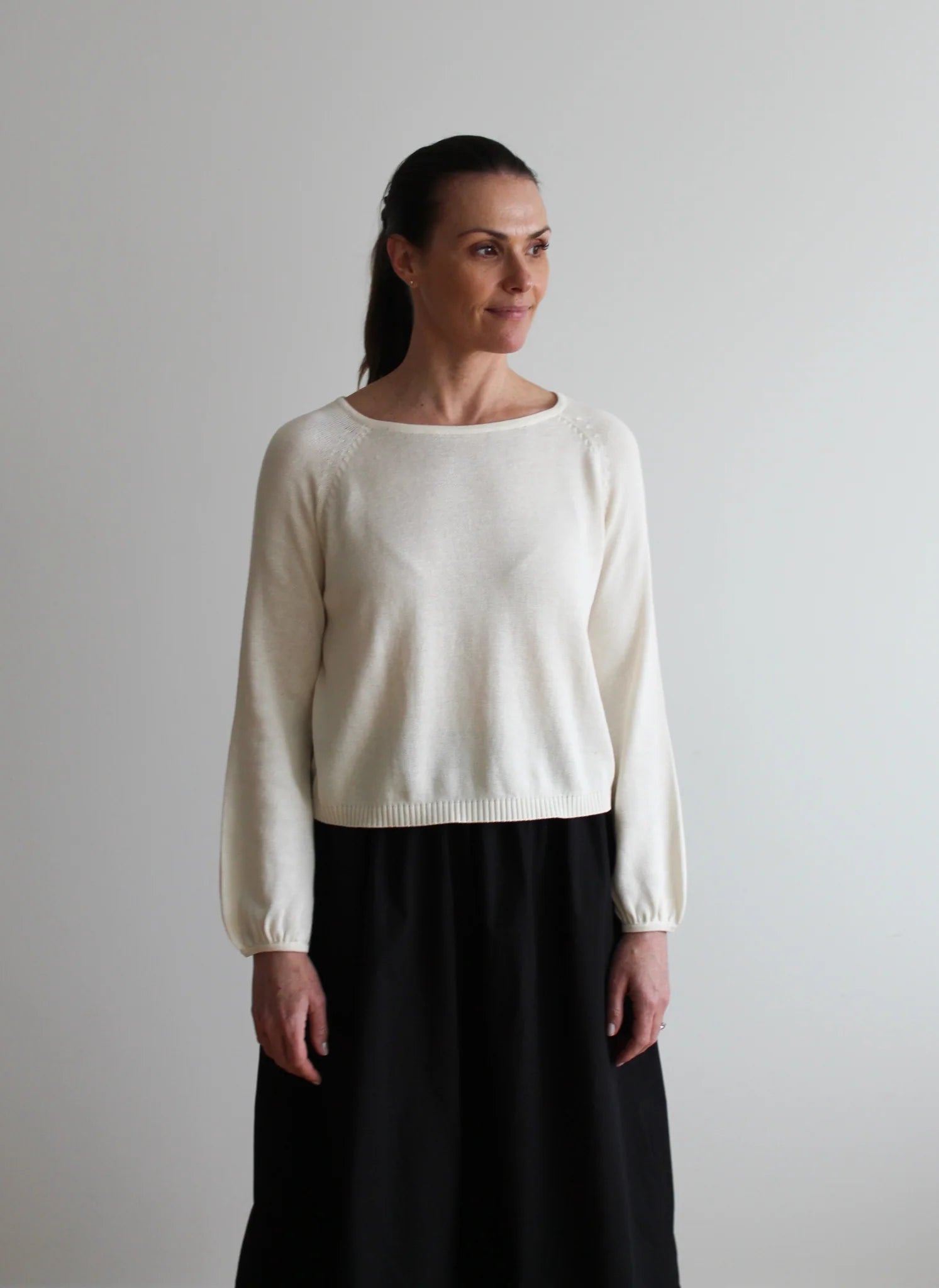 Sattva by Sarah - Balloon Sleeve Sweater - White