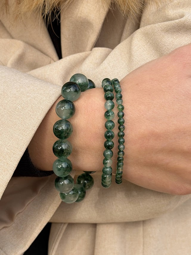 Soi - Essential Green Moss Agate Stretch Bracelet -