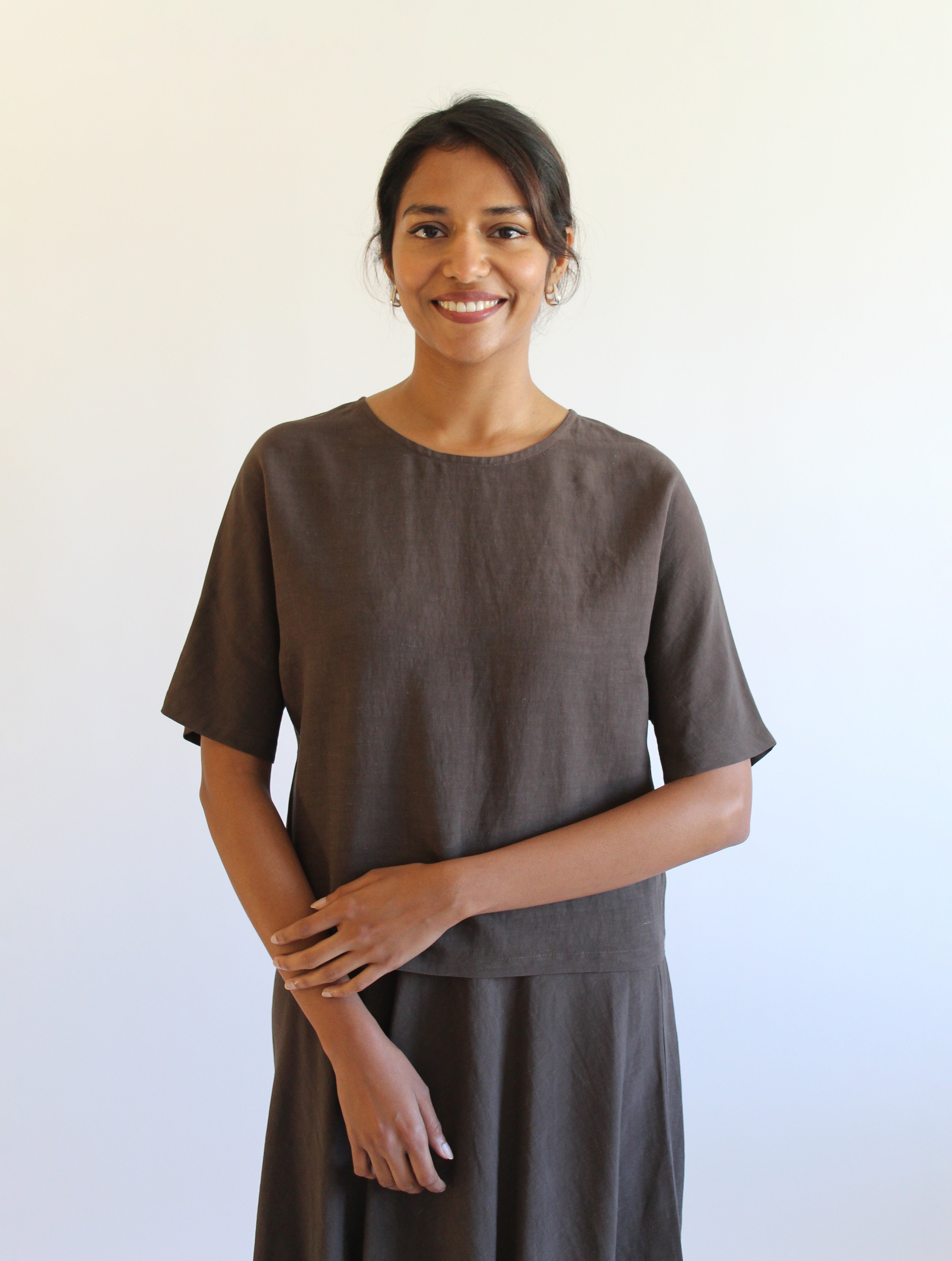 Sattva by Sarah - Everyday Crop Blouse - Espresso