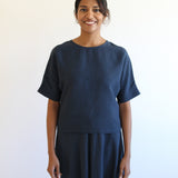 Sattva by Sarah - Everyday Crop Blouse - Navy