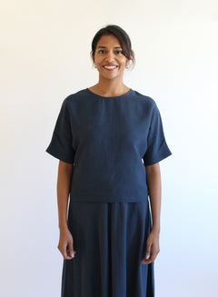 Sattva by Sarah - Everyday Crop Blouse - Navy