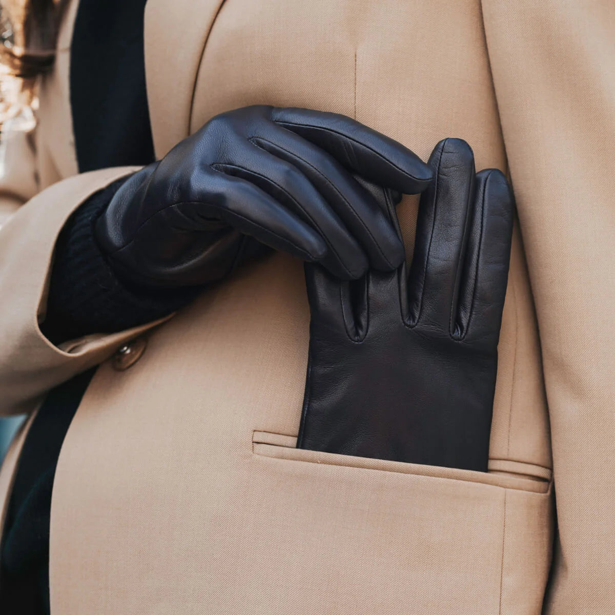 Albee - Leather Gloves – Cashmere Lined - Black