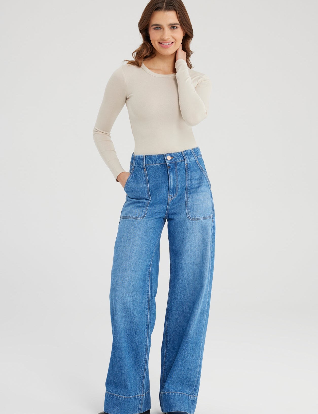 Cup of Joe - LiLi Wide Leg Jean - Medium Blue
