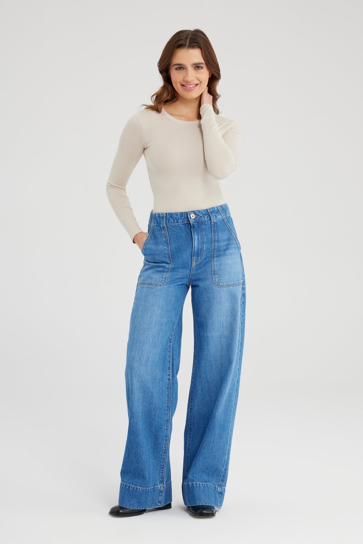 Cup of Joe - LiLi Wide Leg Jean - Medium Blue