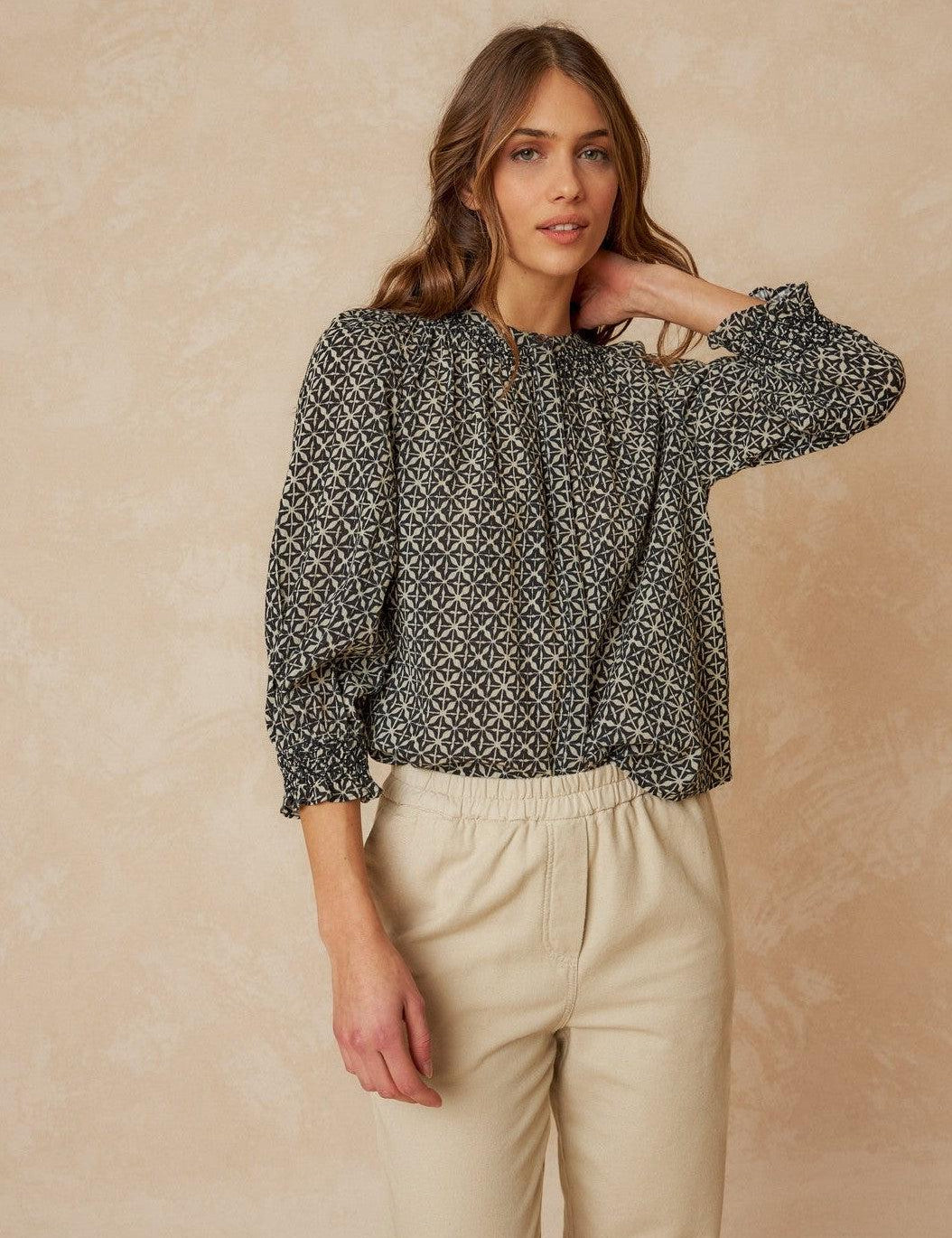 Indi&Cold Geometric Blouse MC156P-Indi & Cold-Sattva Boutique