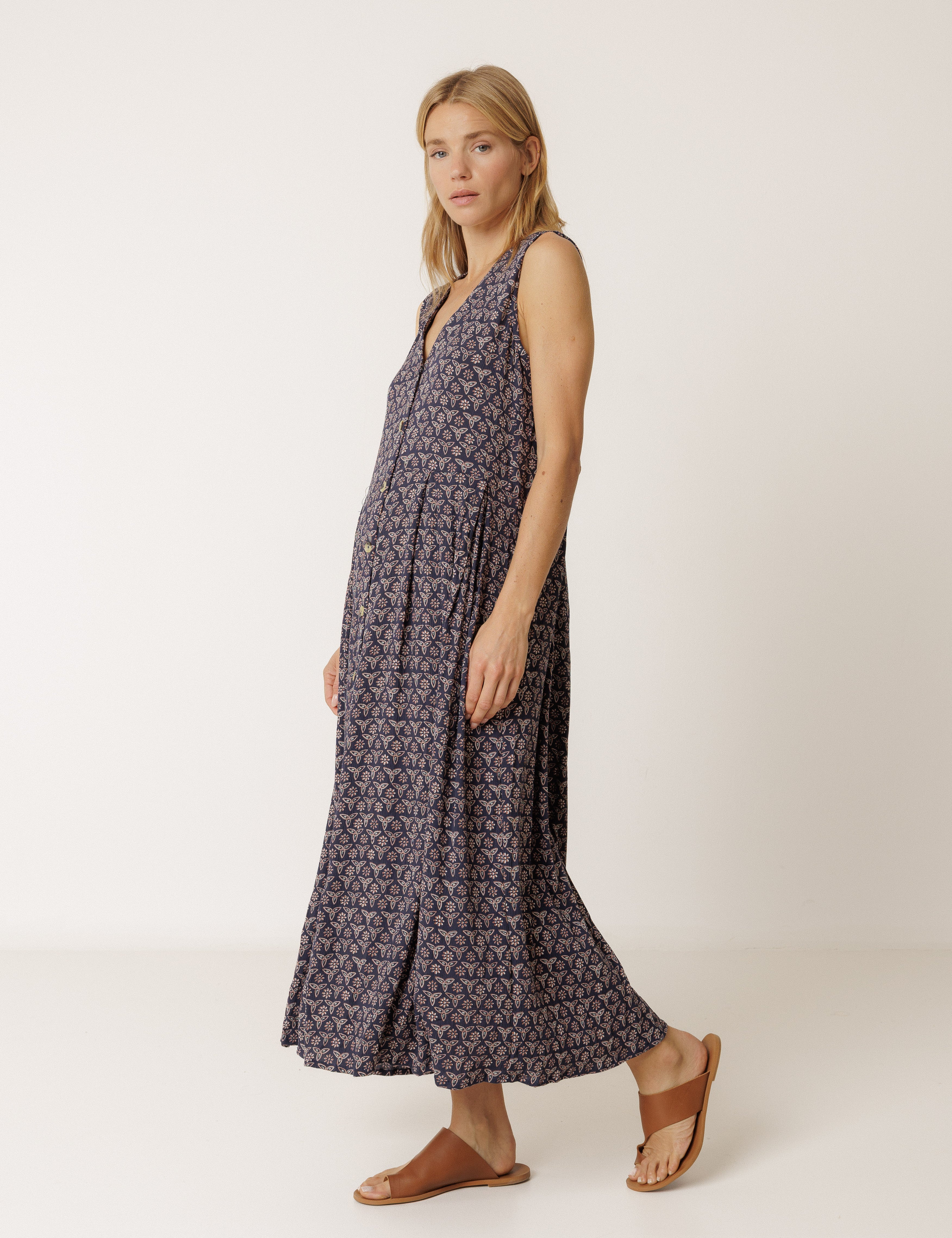Indi & Cold - Multiposition Block Print Dress - Navy