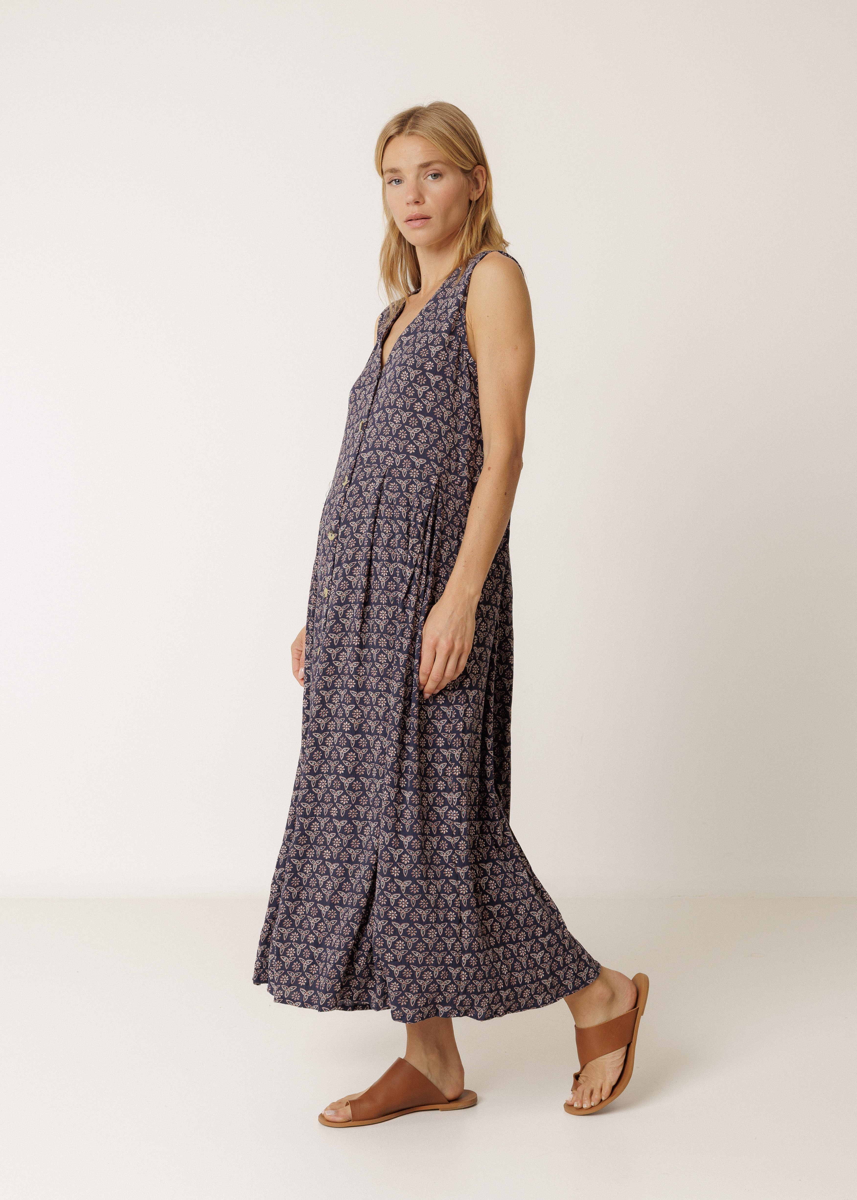 Indi & Cold - Multiposition Block Print Dress - Navy