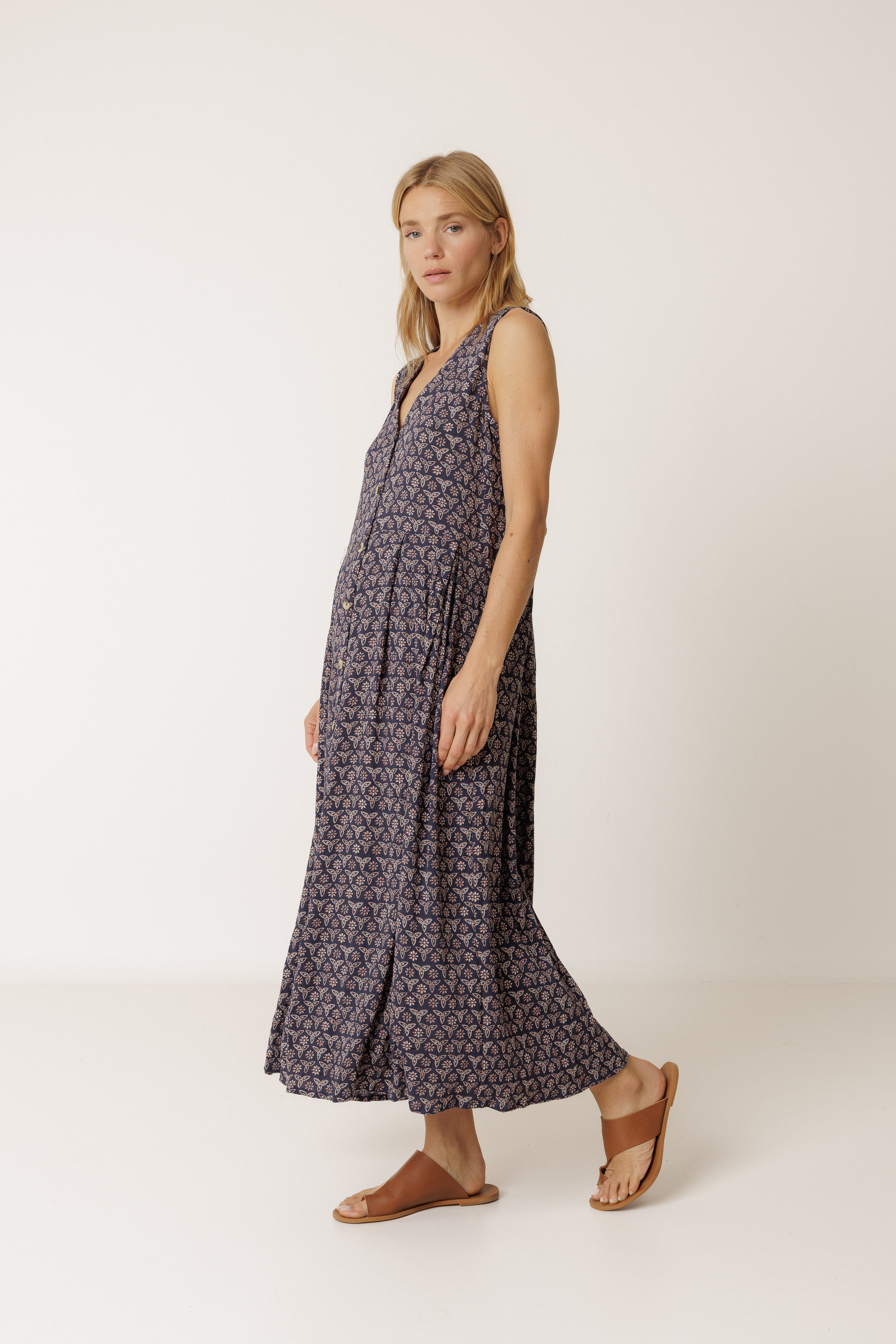 Indi & Cold - Multiposition Block Print Dress - Navy