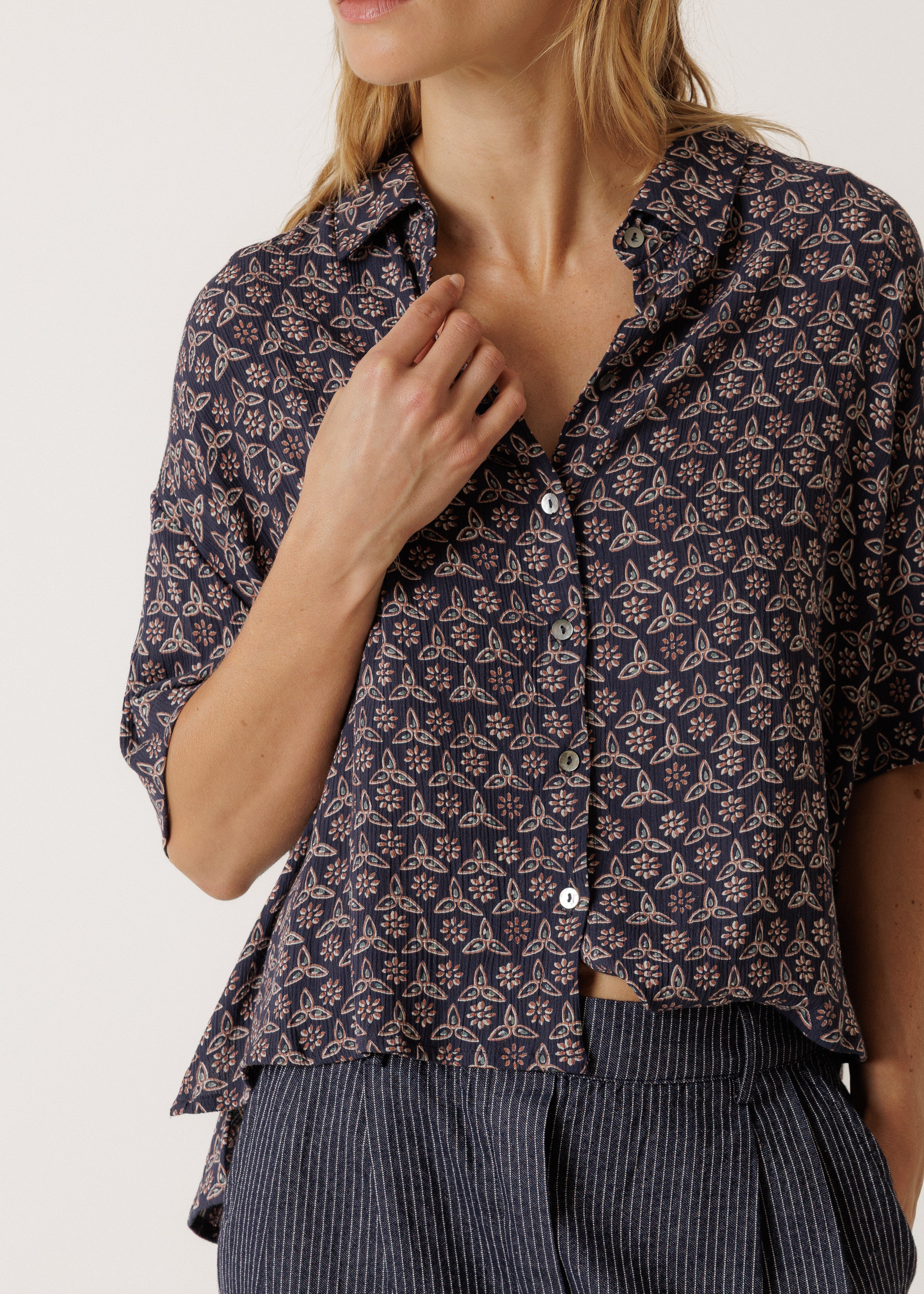 Indi & Cold - Oversize Block Print Blouse -