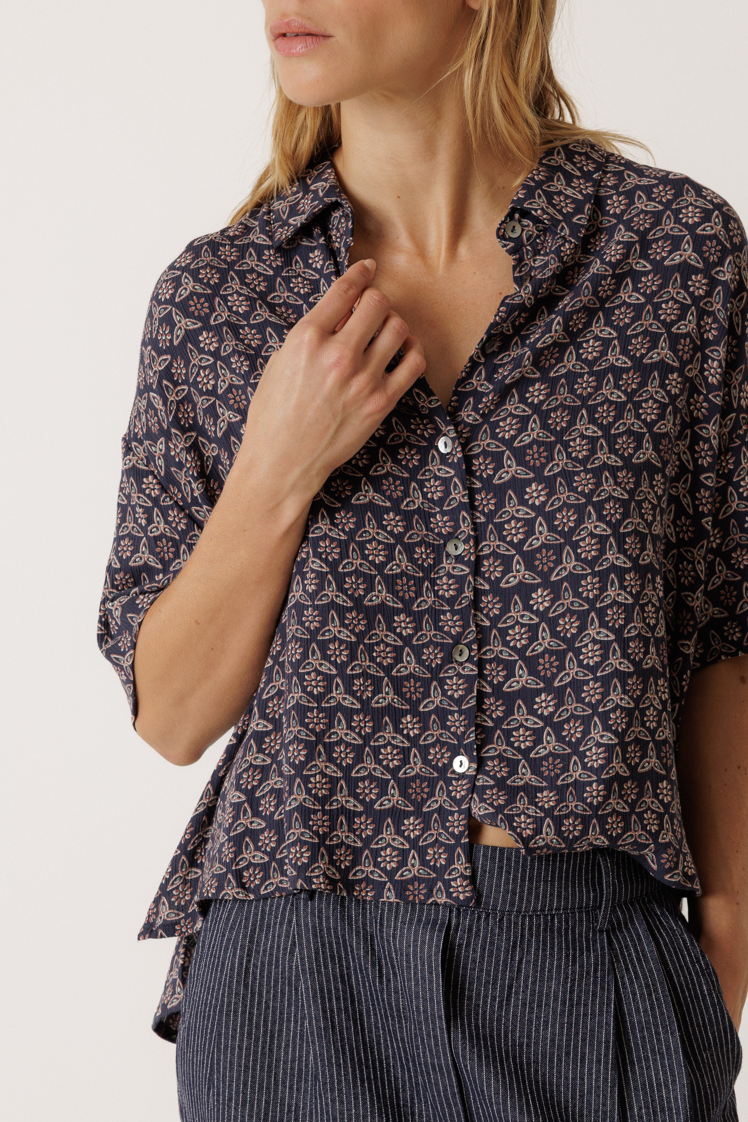 Indi & Cold - Oversize Block Print Blouse -