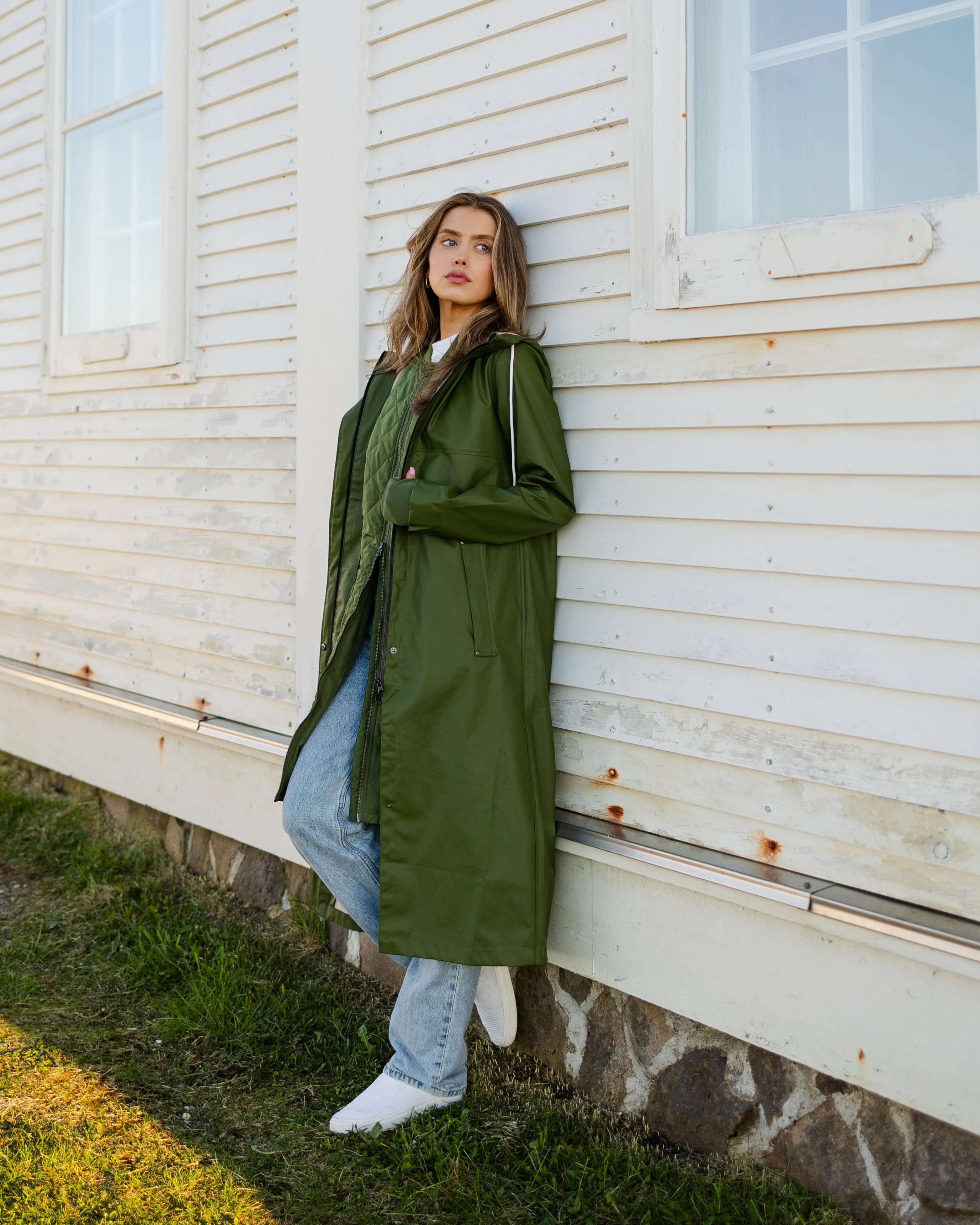 Mernini - Full Length Raincoat - Chive Green