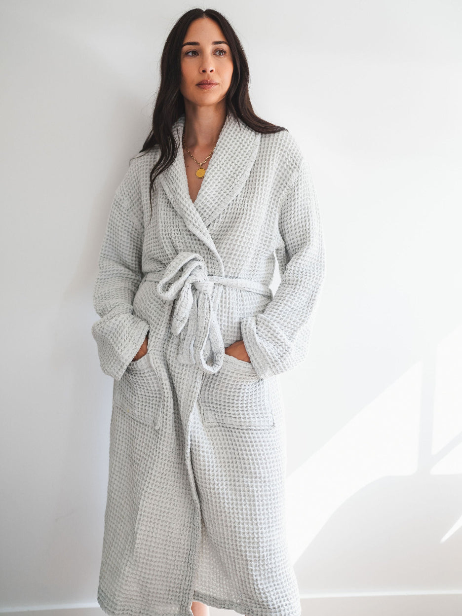 One Wednesday - Waffle Robe - Pearl Grey