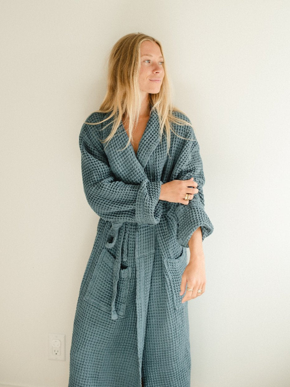 One Wednesday - Waffle Robe - Stone Blue