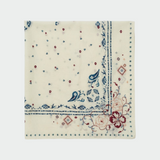 Indi & Cold - Cross Stitch Embroidered Handkerchief Ecru -