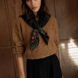 Indi & Cold - Cross Stitch Embroidered Hankerchief – Coal -