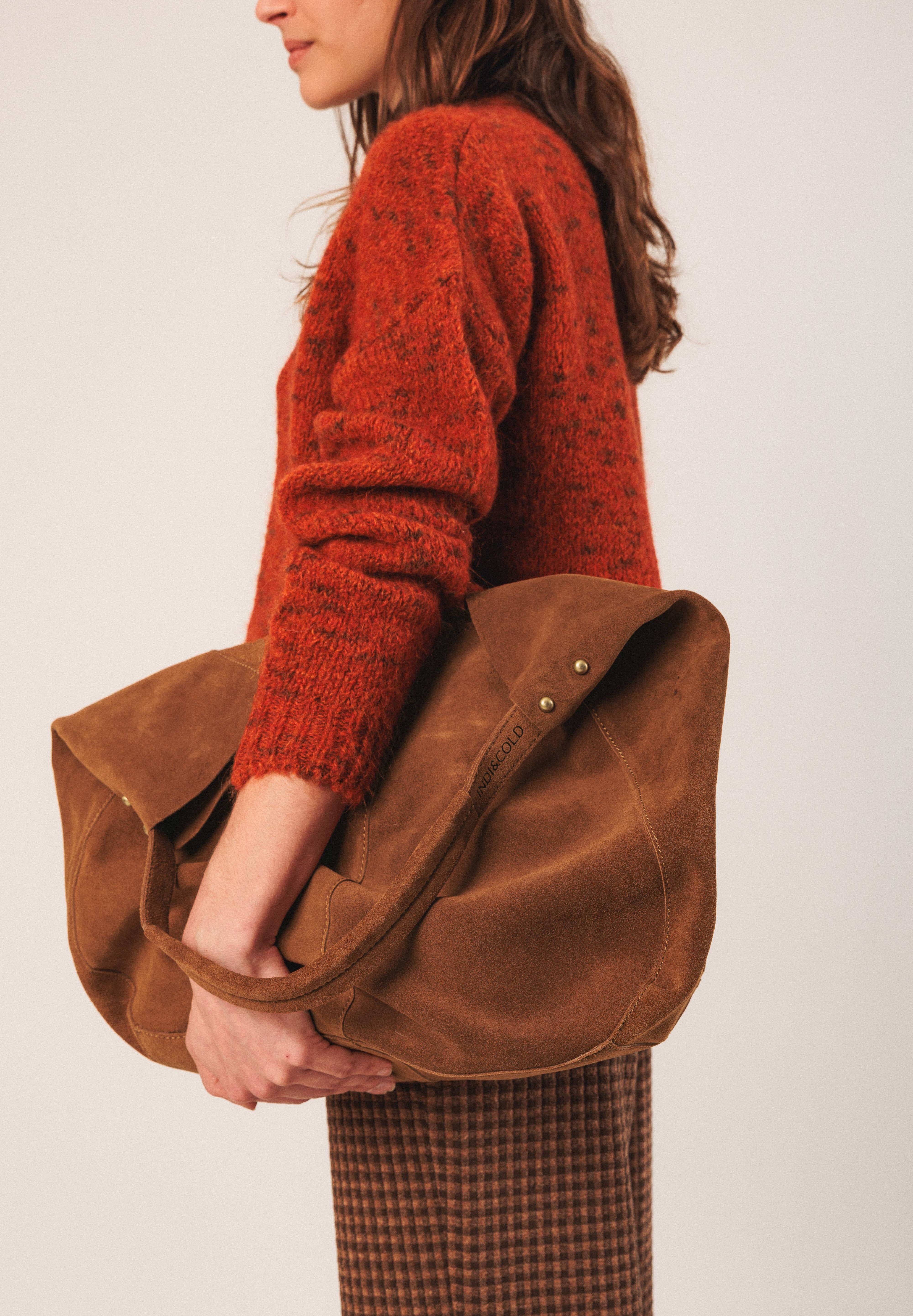Indi & Cold - Split Leather Tote Bag – Tabaco -