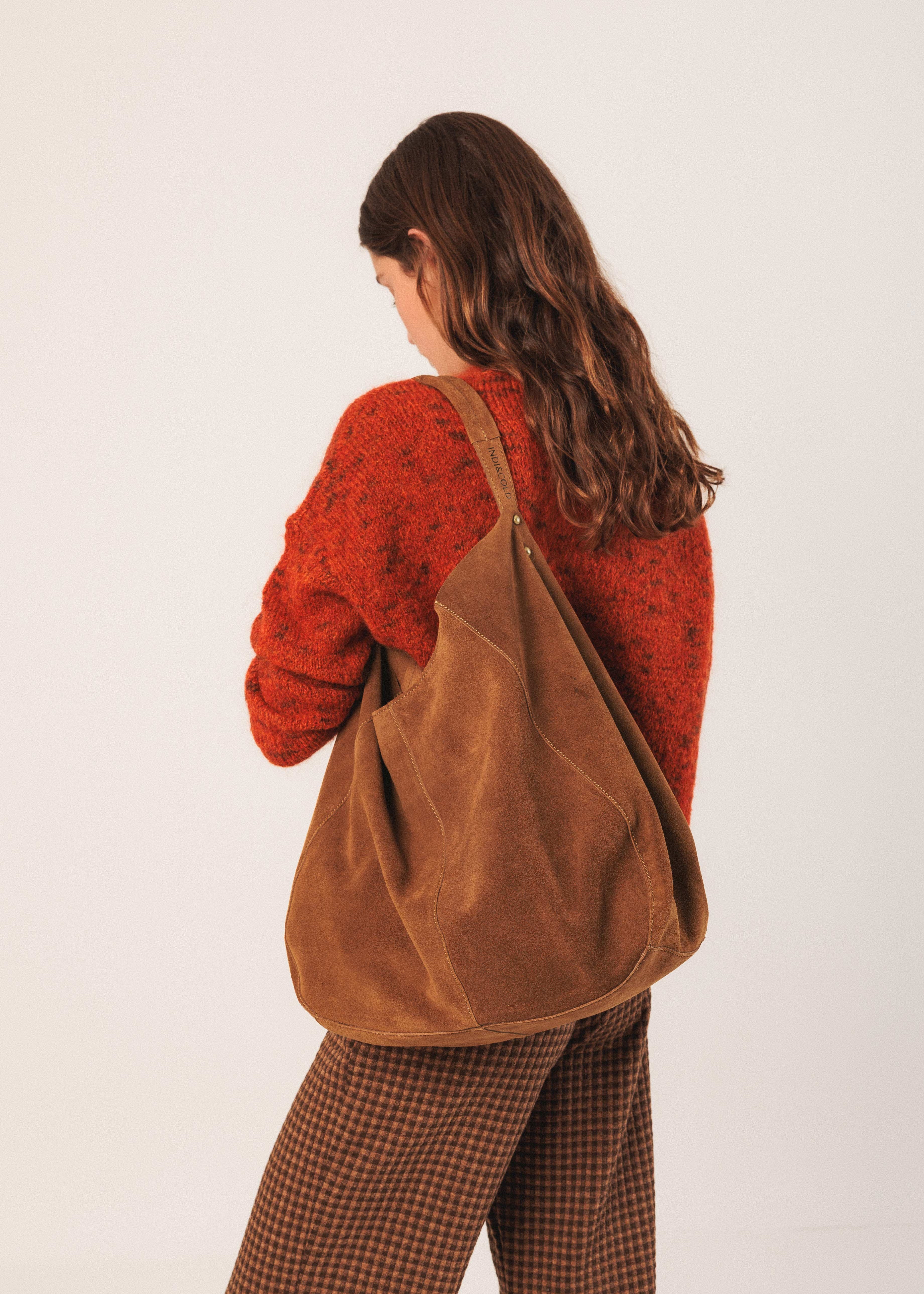 Indi & Cold - Split Leather Tote Bag – Tabaco -