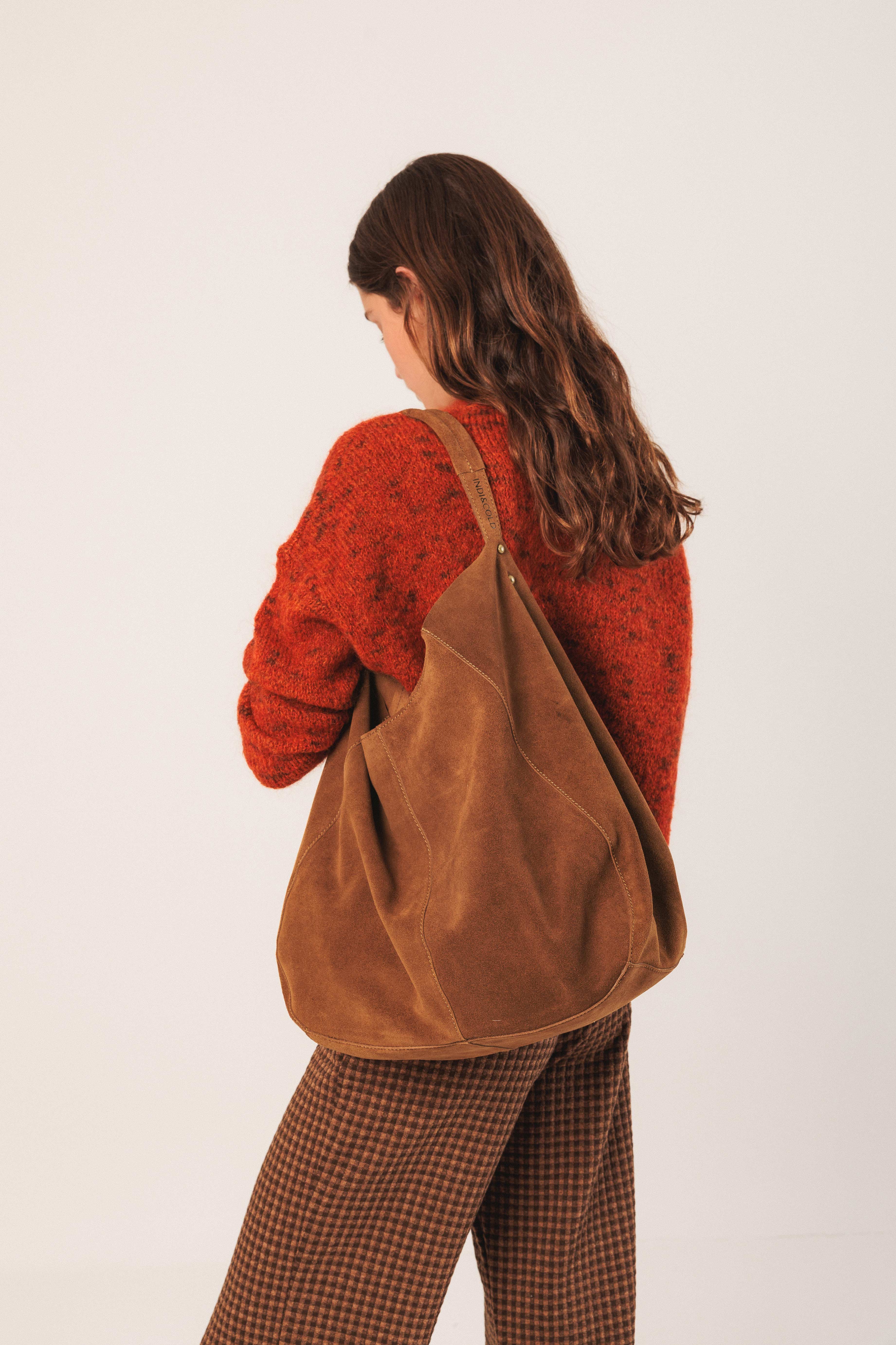 Indi & Cold - Split Leather Tote Bag – Tabaco -