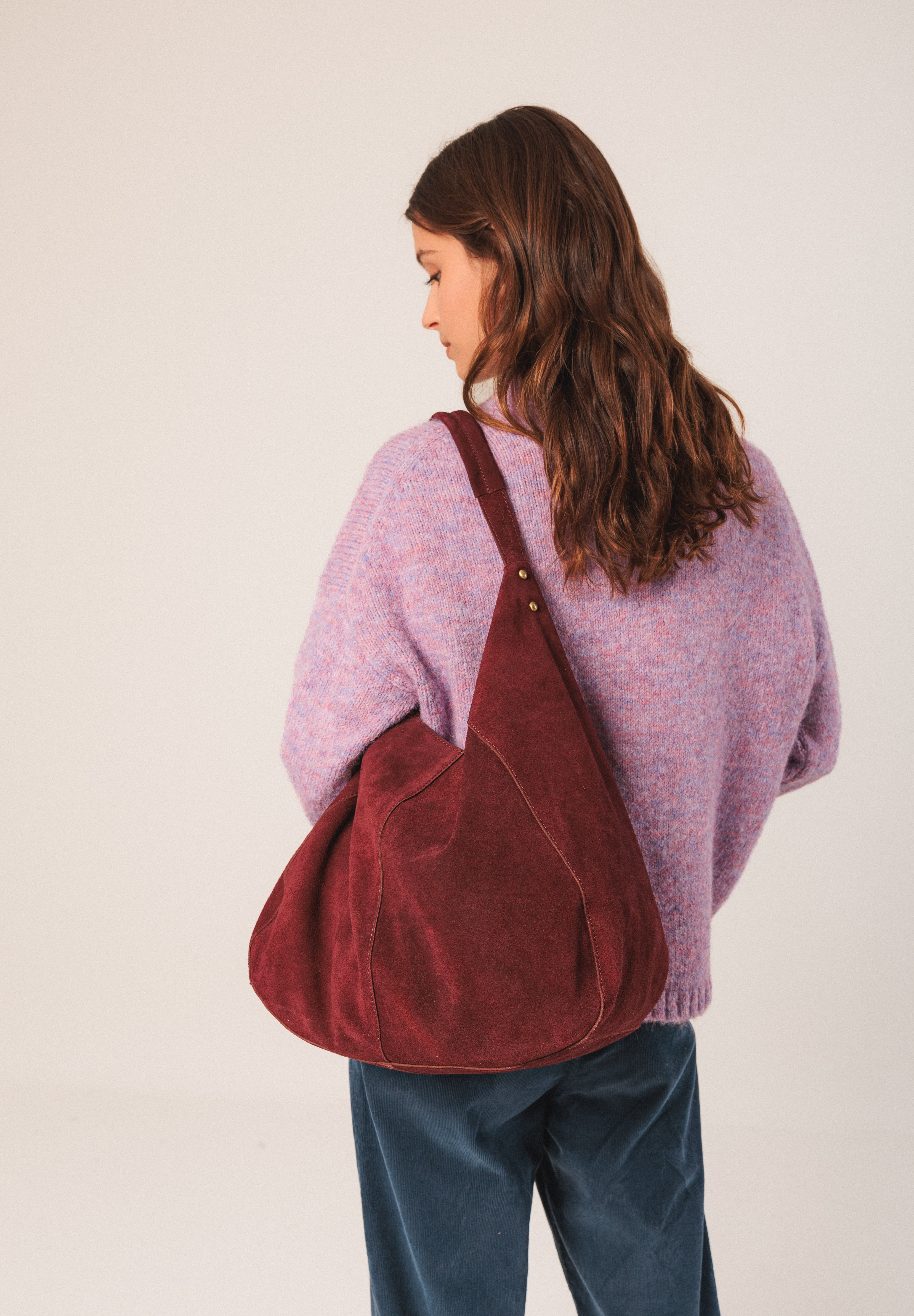 Indi & Cold - Split Leather Tote Bag – Garnet -