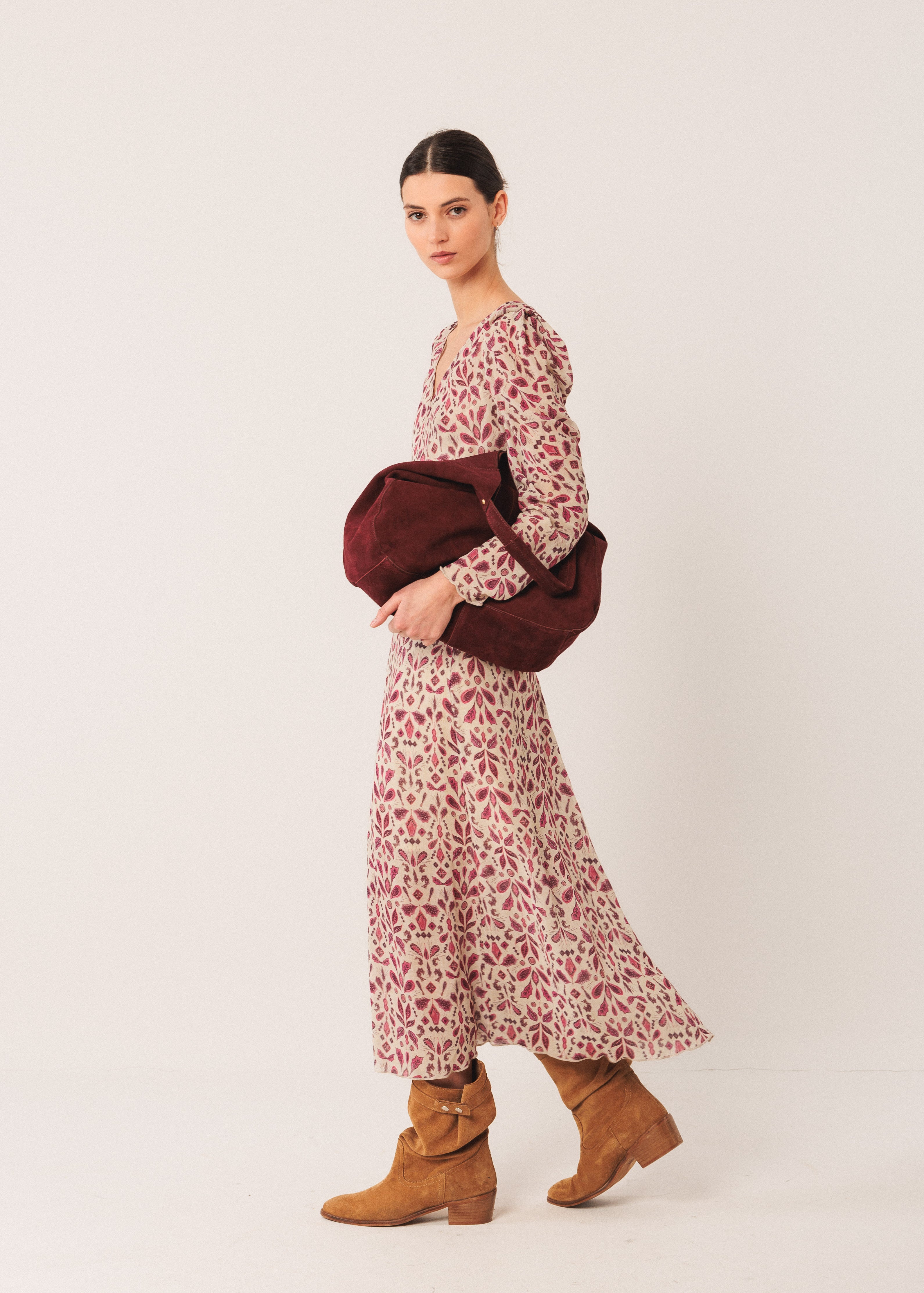 Indi & Cold - Split Leather Tote Bag – Garnet -