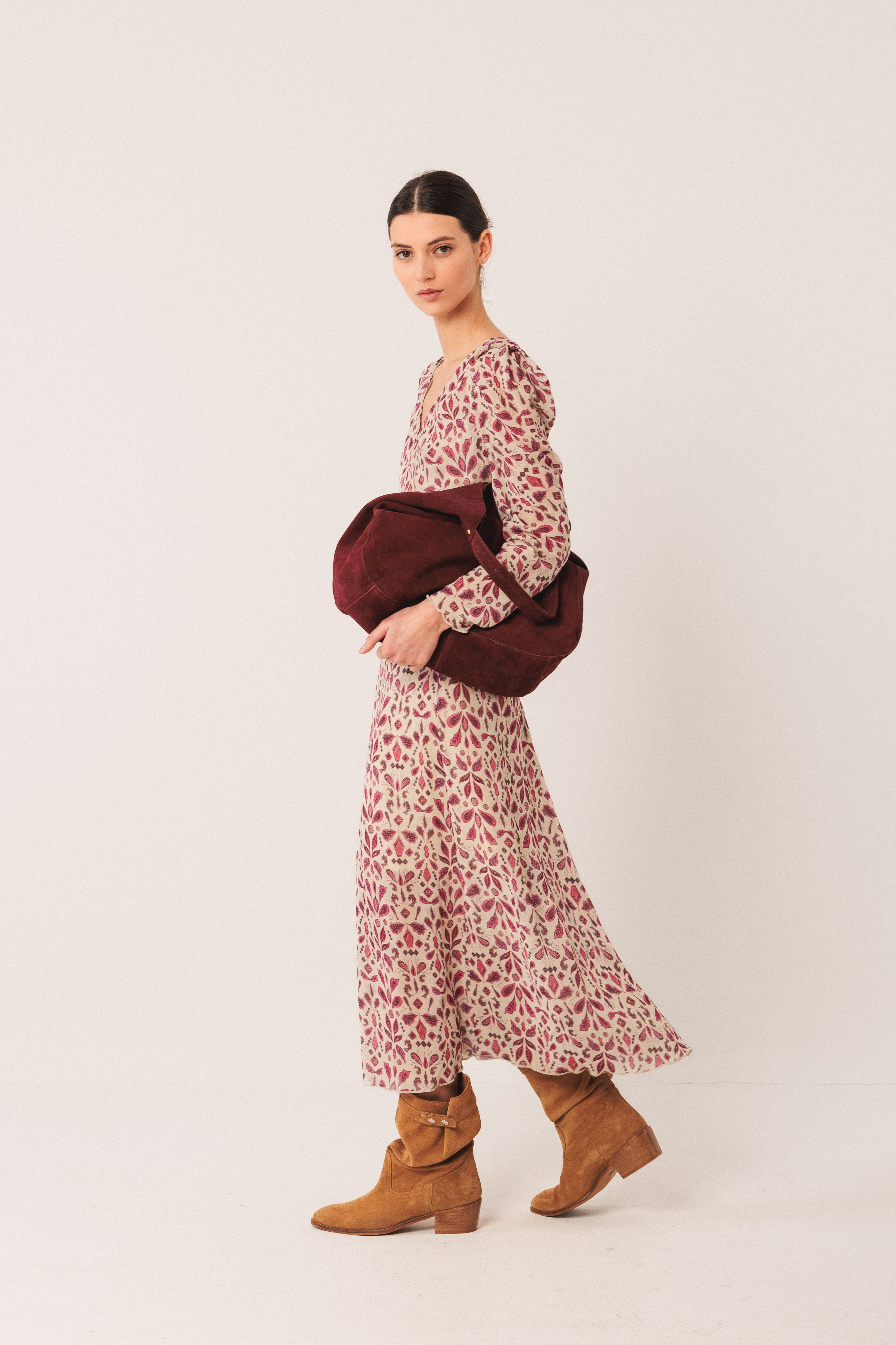 Indi & Cold - Split Leather Tote Bag – Garnet -