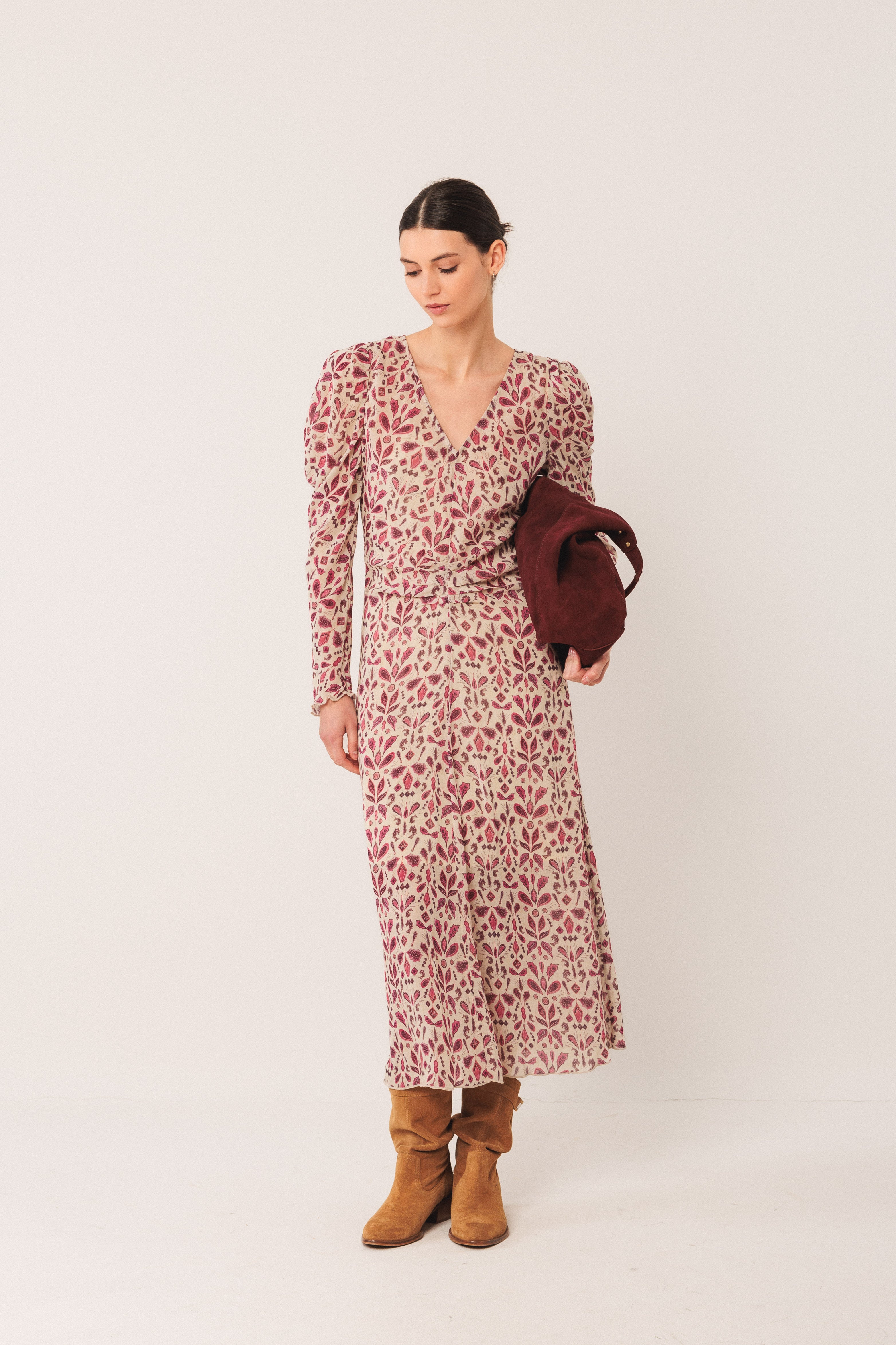 Indi & Cold - Split Leather Tote Bag – Garnet -