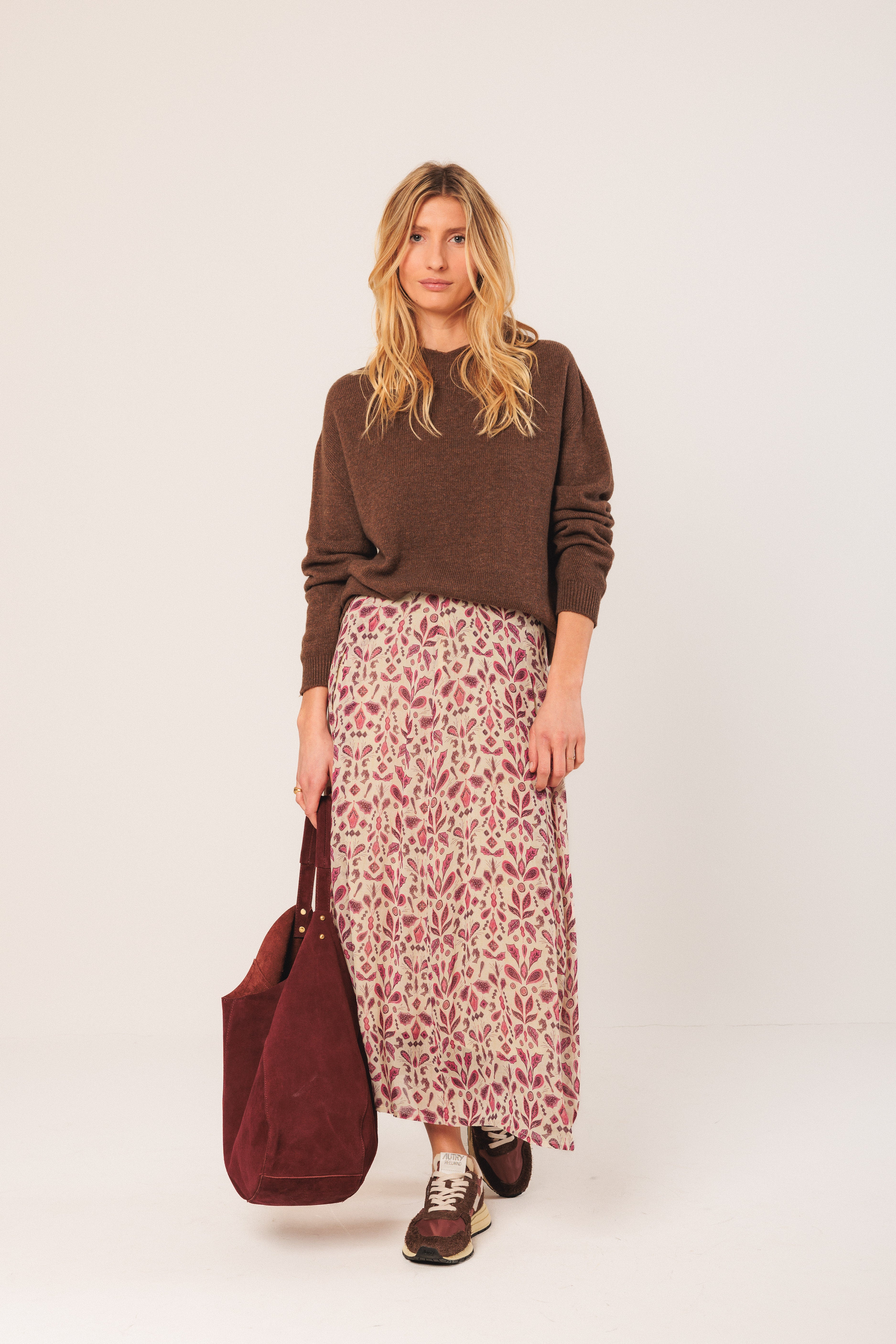 Indi & Cold - Split Leather Tote Bag – Garnet -