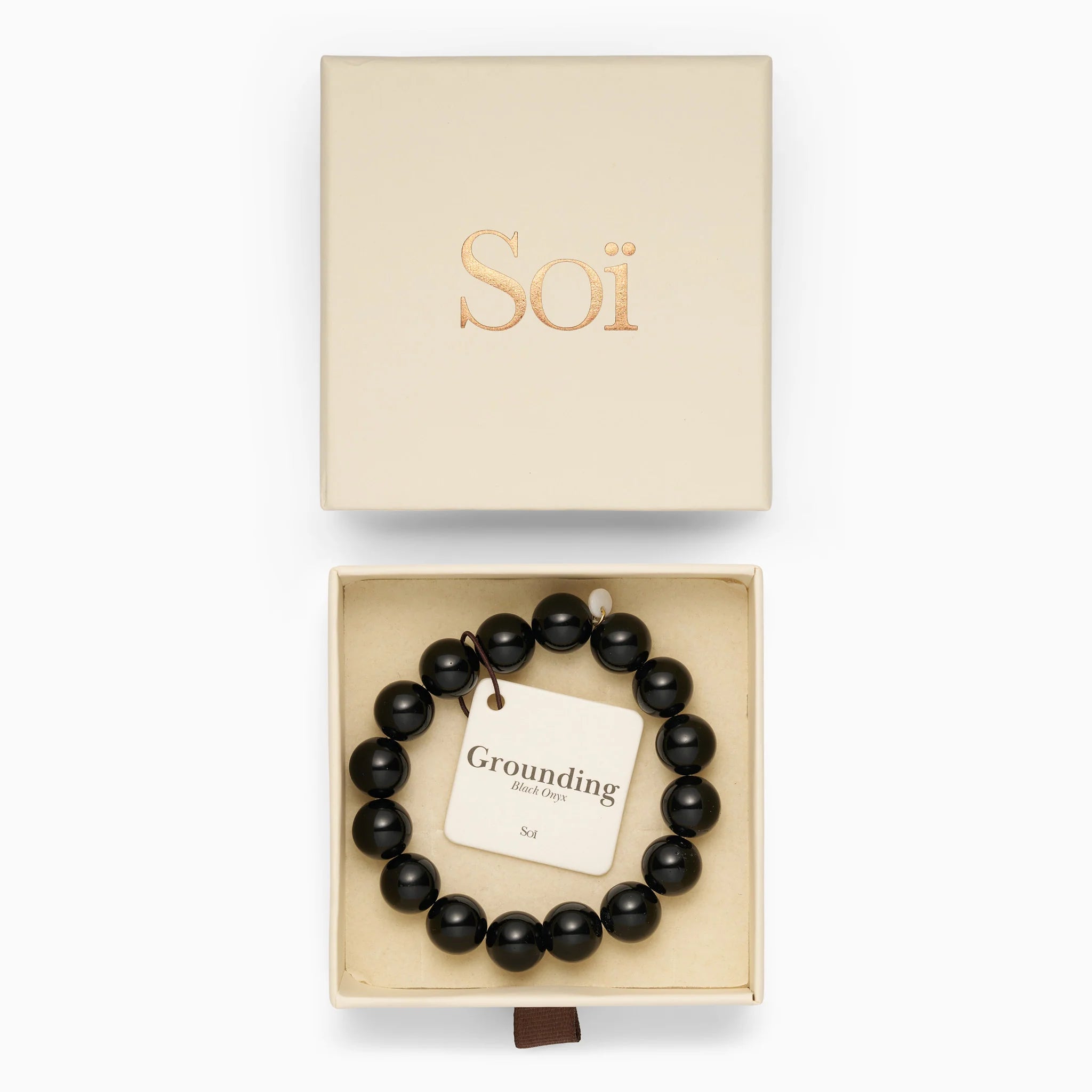 Soi - Chunky Black Onyx Stretch Bracelet -