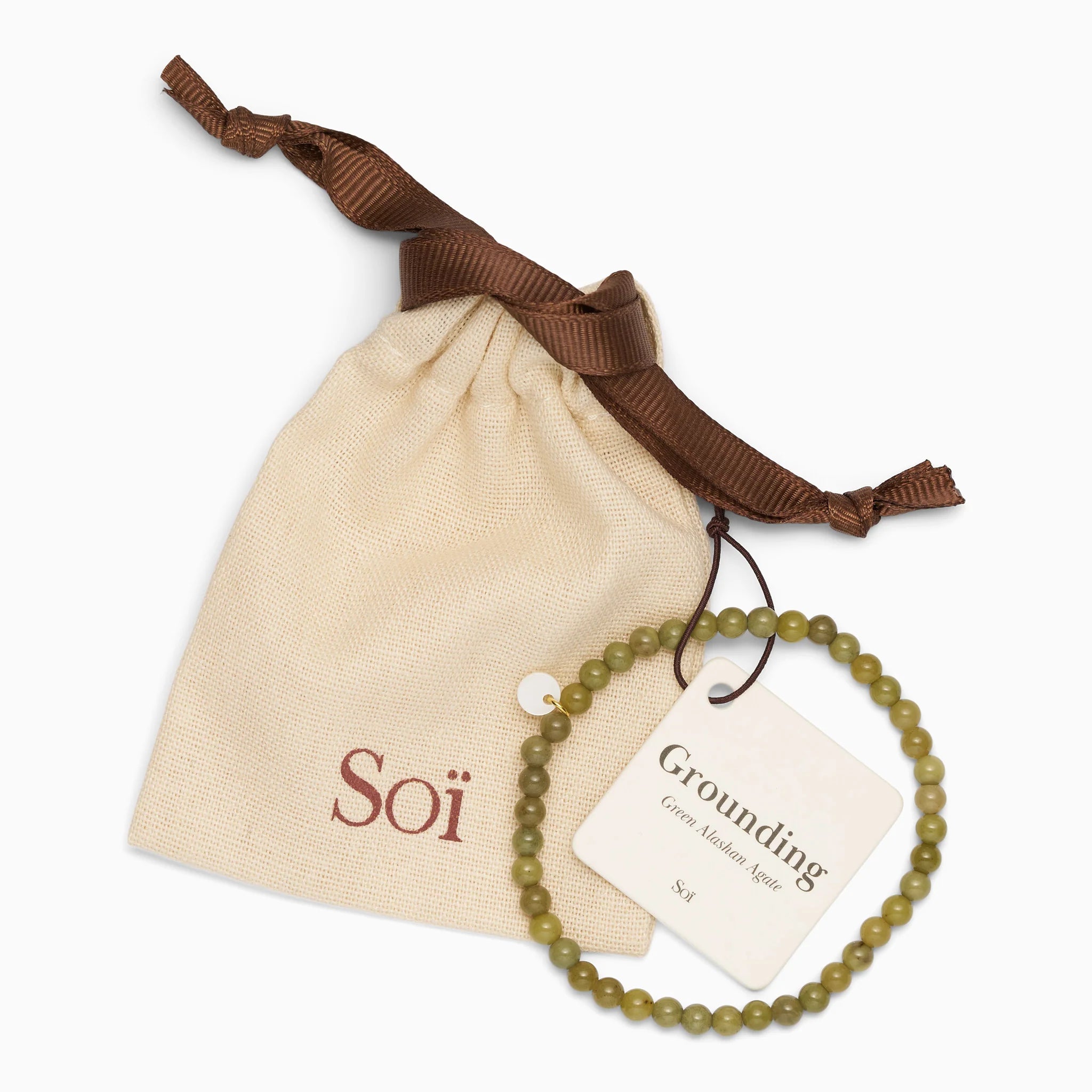 Soi - Petite Green Alashan Agate Stretch Bracelet -