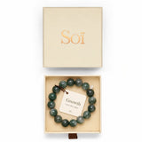 Soi - Chunky Green Moss Agate Stretch Bracelet -