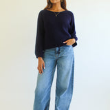 Ribbed Balloon Sleeve Sweater