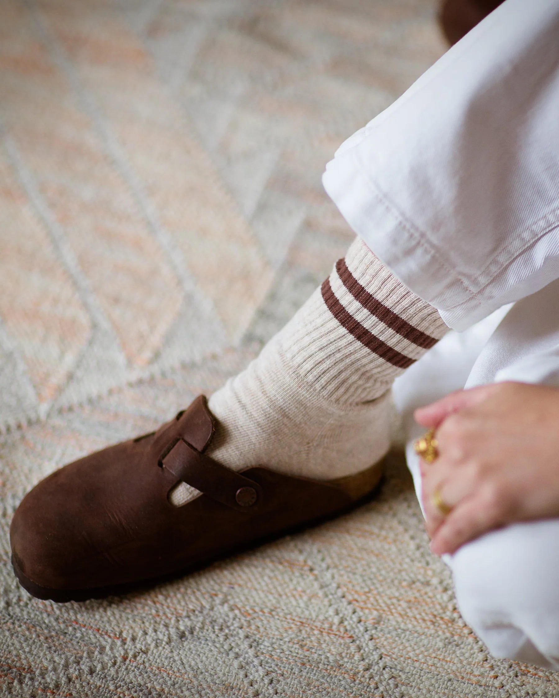 Unified - Gym Socks – Oat Cocoa Stripe -