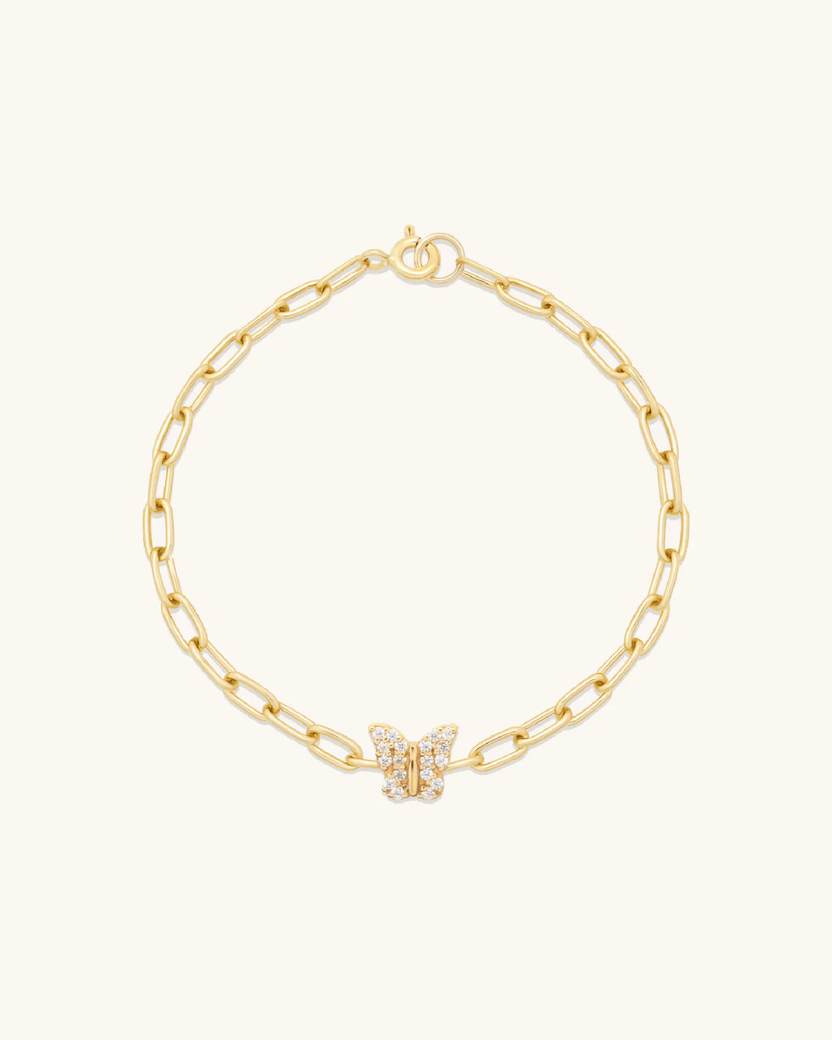 Leah Alexandra - Butterfly Pave Bracelet – Gold 6.5" -