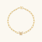 Leah Alexandra - Butterfly Pave Bracelet – Gold 6.5" -