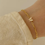Leah Alexandra - Butterfly Pave Bracelet – Gold 6.5" -