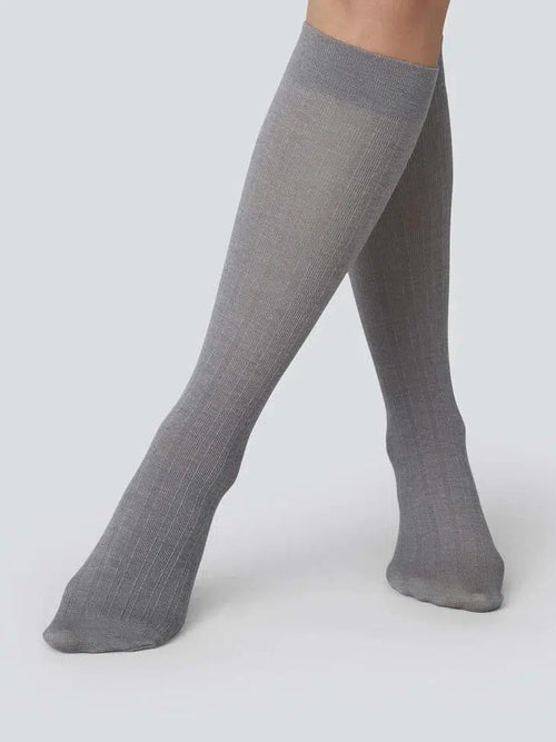 Freja Bio Wool Knee-Highs Light Grey-Swedish Stockings-Sattva Boutique