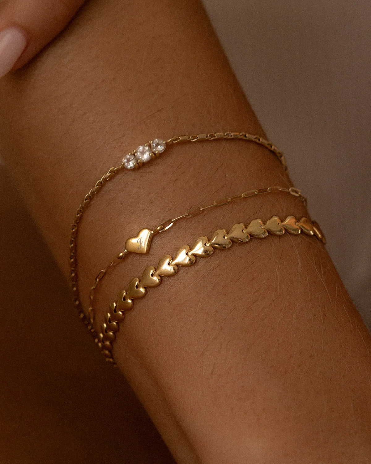 Leah Alexandra - Herringheart Chain Bracelet – Gold 6.5" -