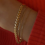 Leah Alexandra - Herringheart Chain Bracelet – Gold 6.5" -