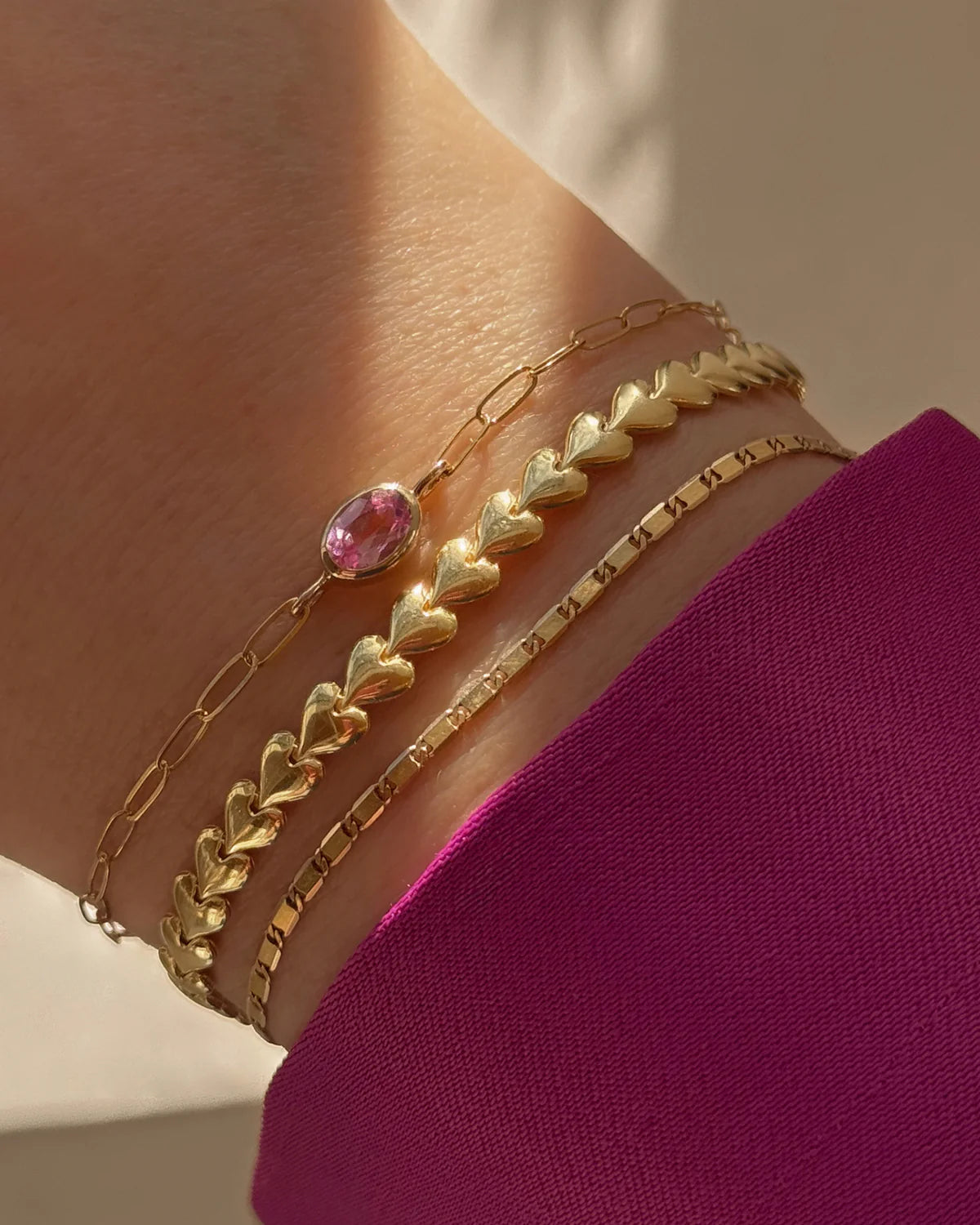 Leah Alexandra - Herringheart Chain Bracelet – Gold 6.5" -