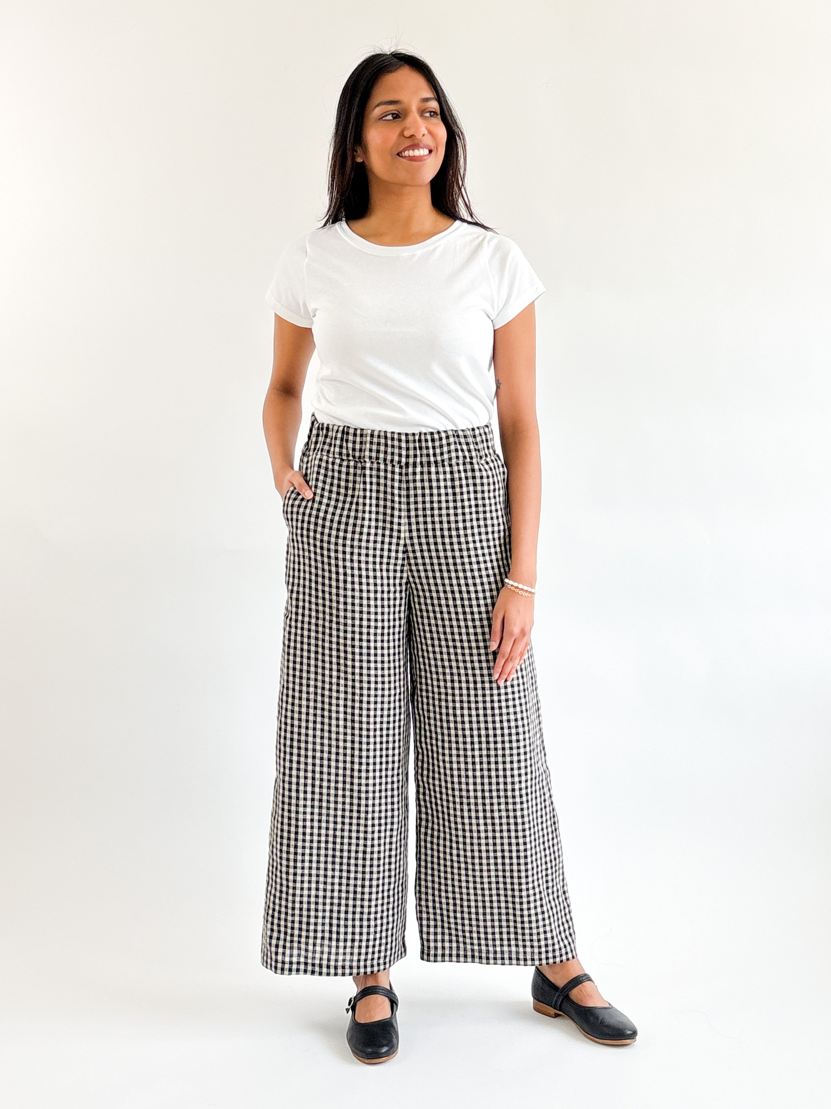 Sattva by Sarah - Coastal Linen HW Pant - Gingham