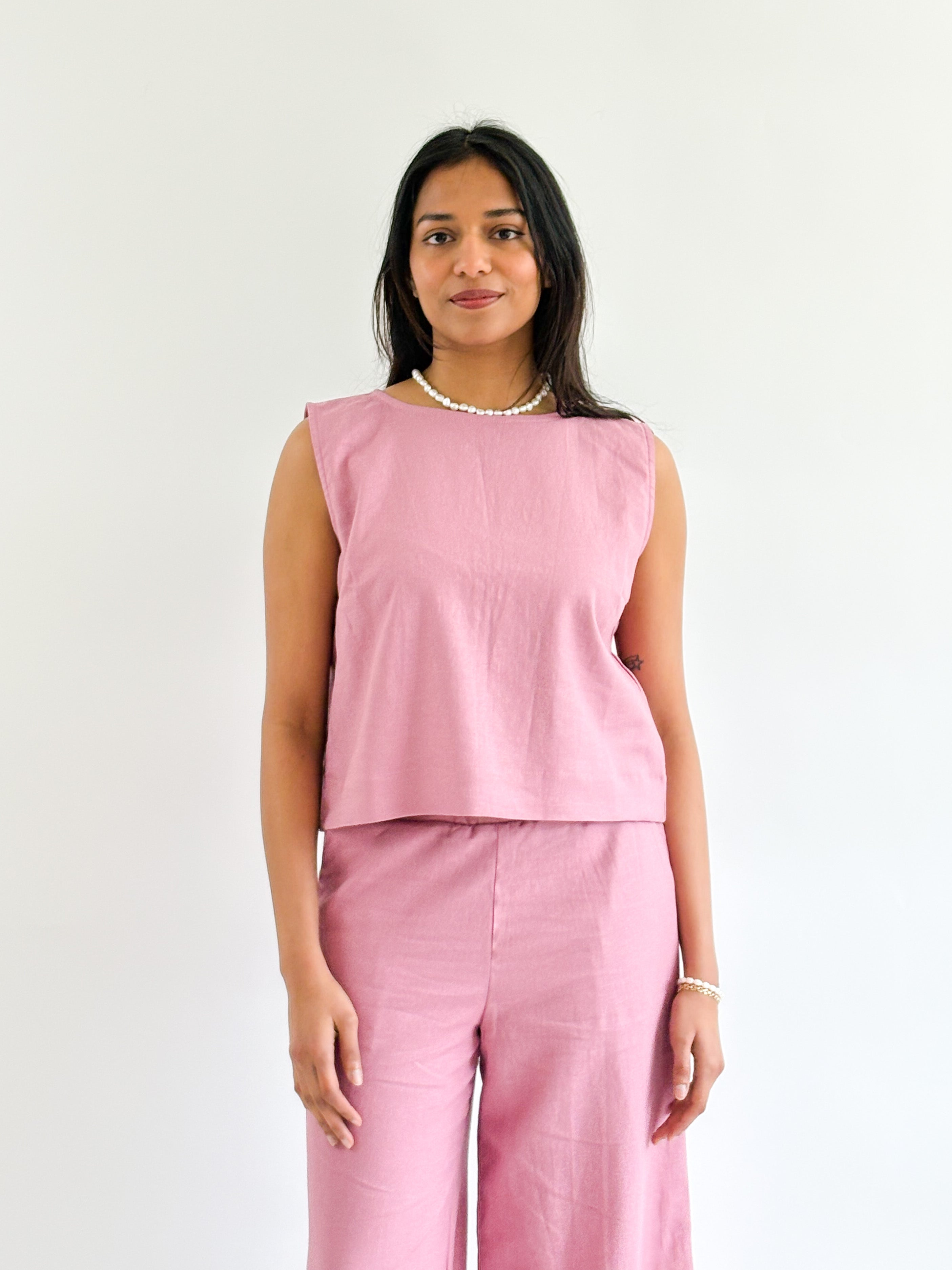 Sattva by Sarah - Coastal Linen Tank - Pink