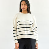 Sattva by Sarah - Striped Crew - Cream Black