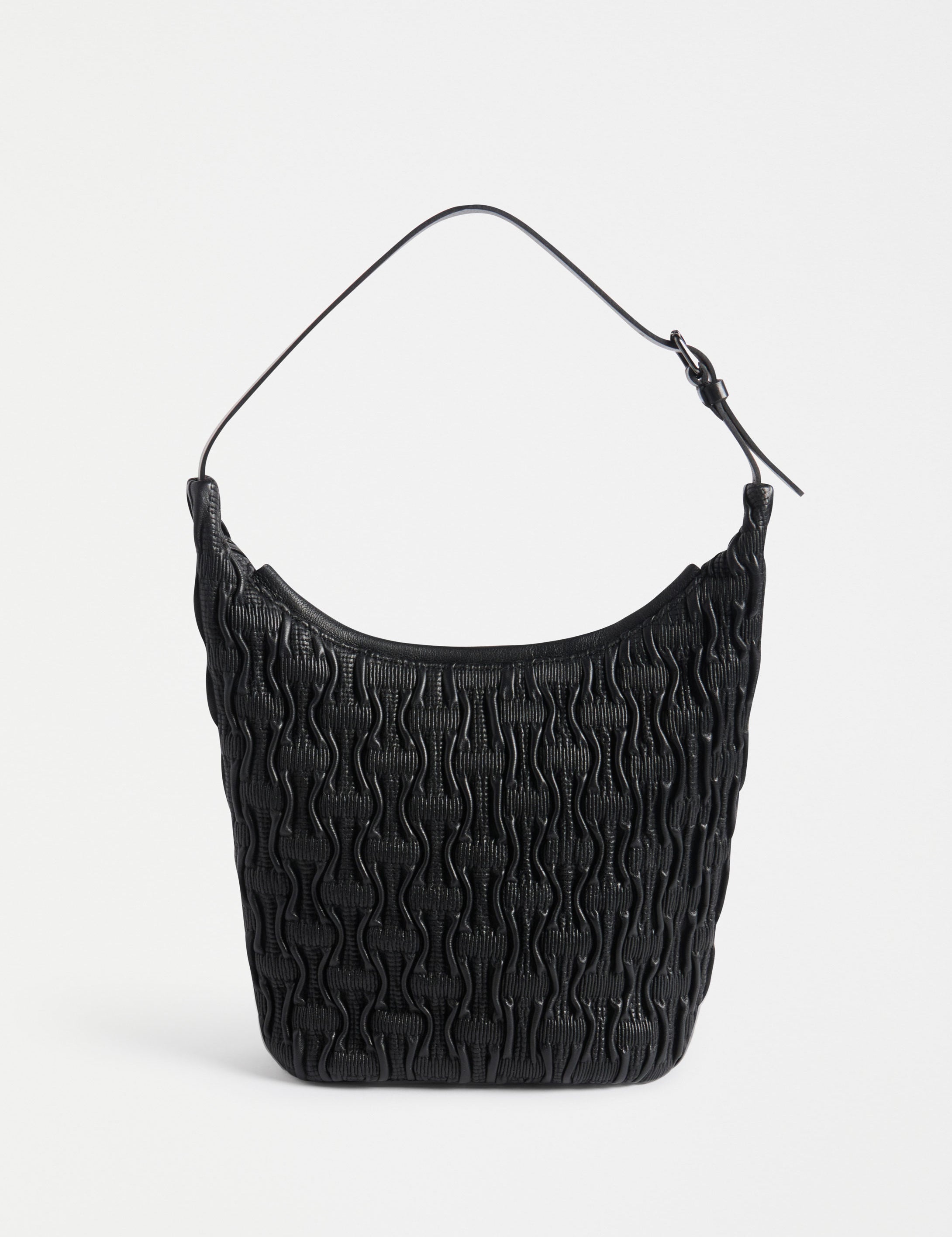 ELK Leather - Lumme Smocked Shoulder Bag – Black -