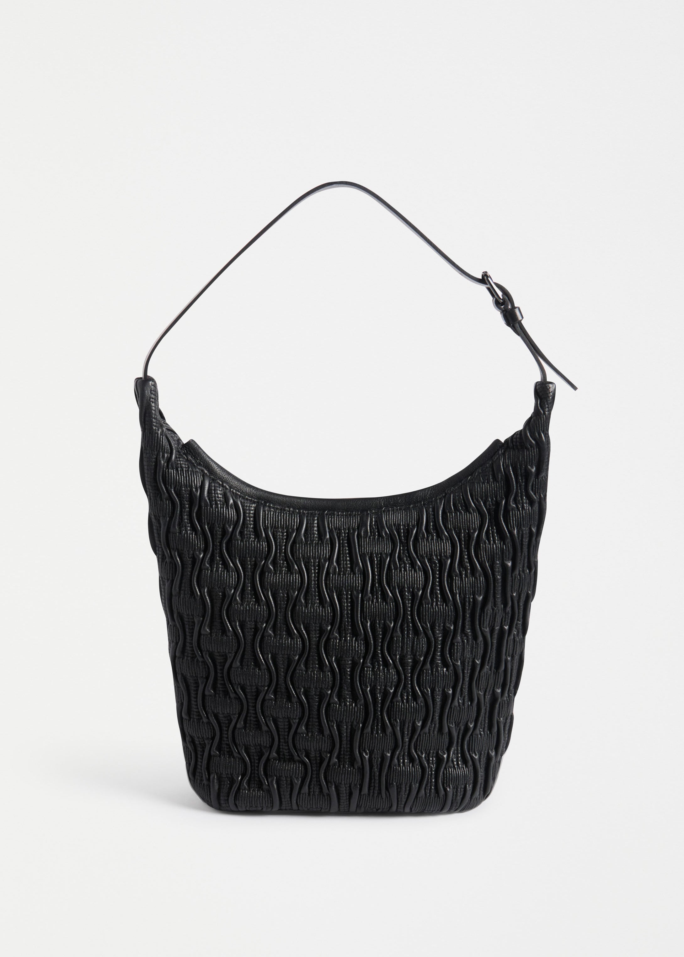 ELK Leather - Lumme Smocked Shoulder Bag – Black -