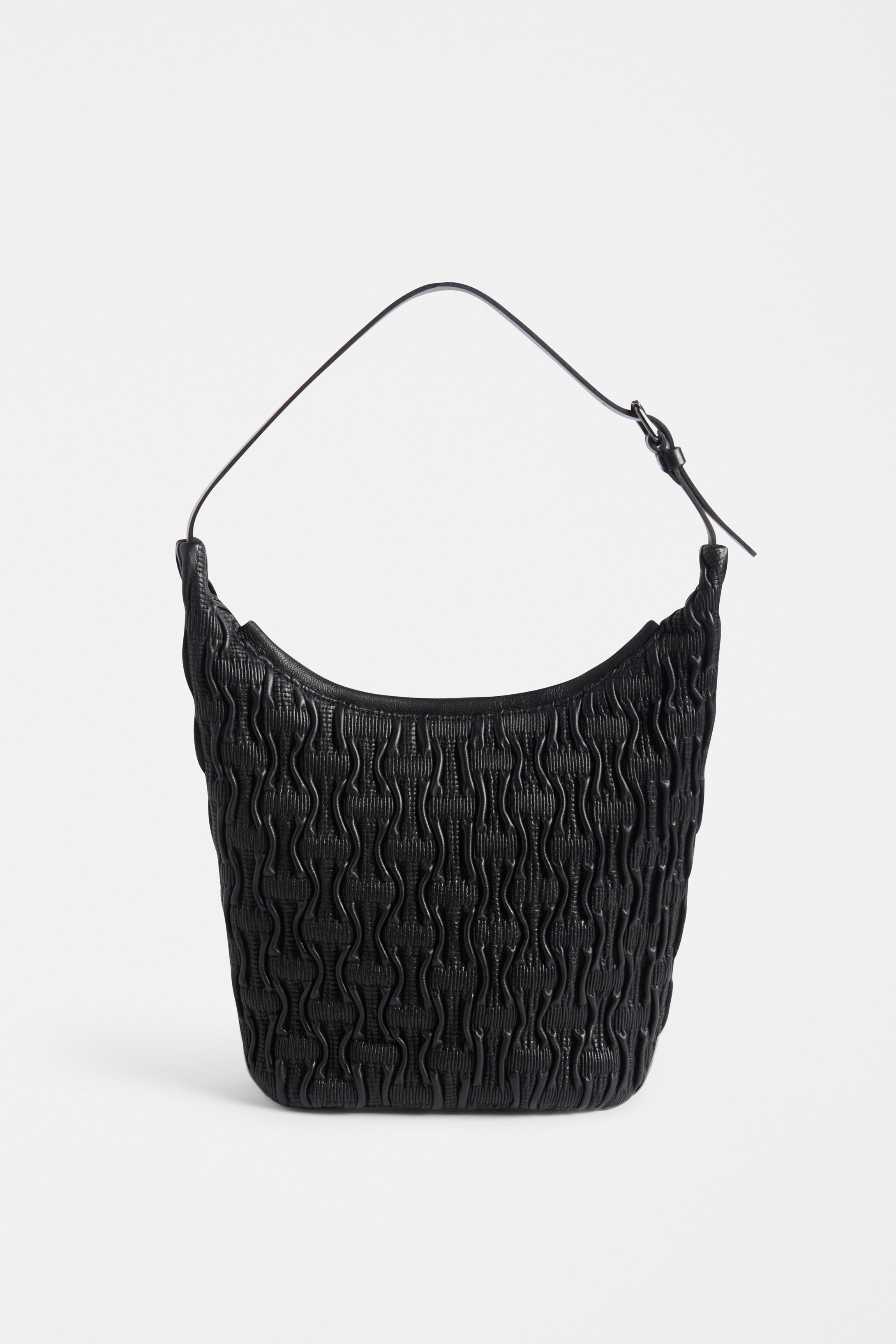 ELK Leather - Lumme Smocked Shoulder Bag – Black -