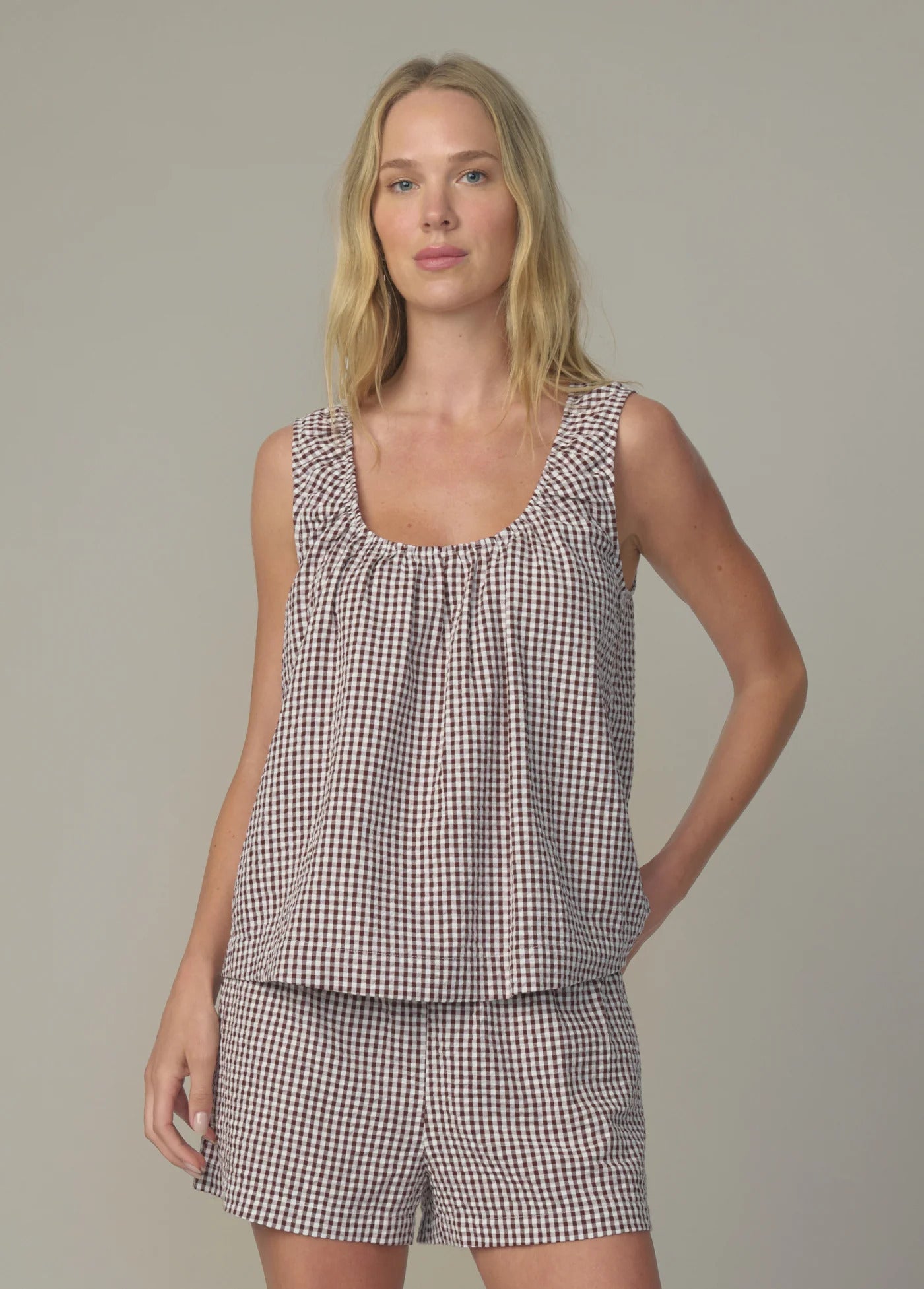 Joe's Jeans - The Ana U-Neck Sleeveless Blouse - Macchiato Gingham