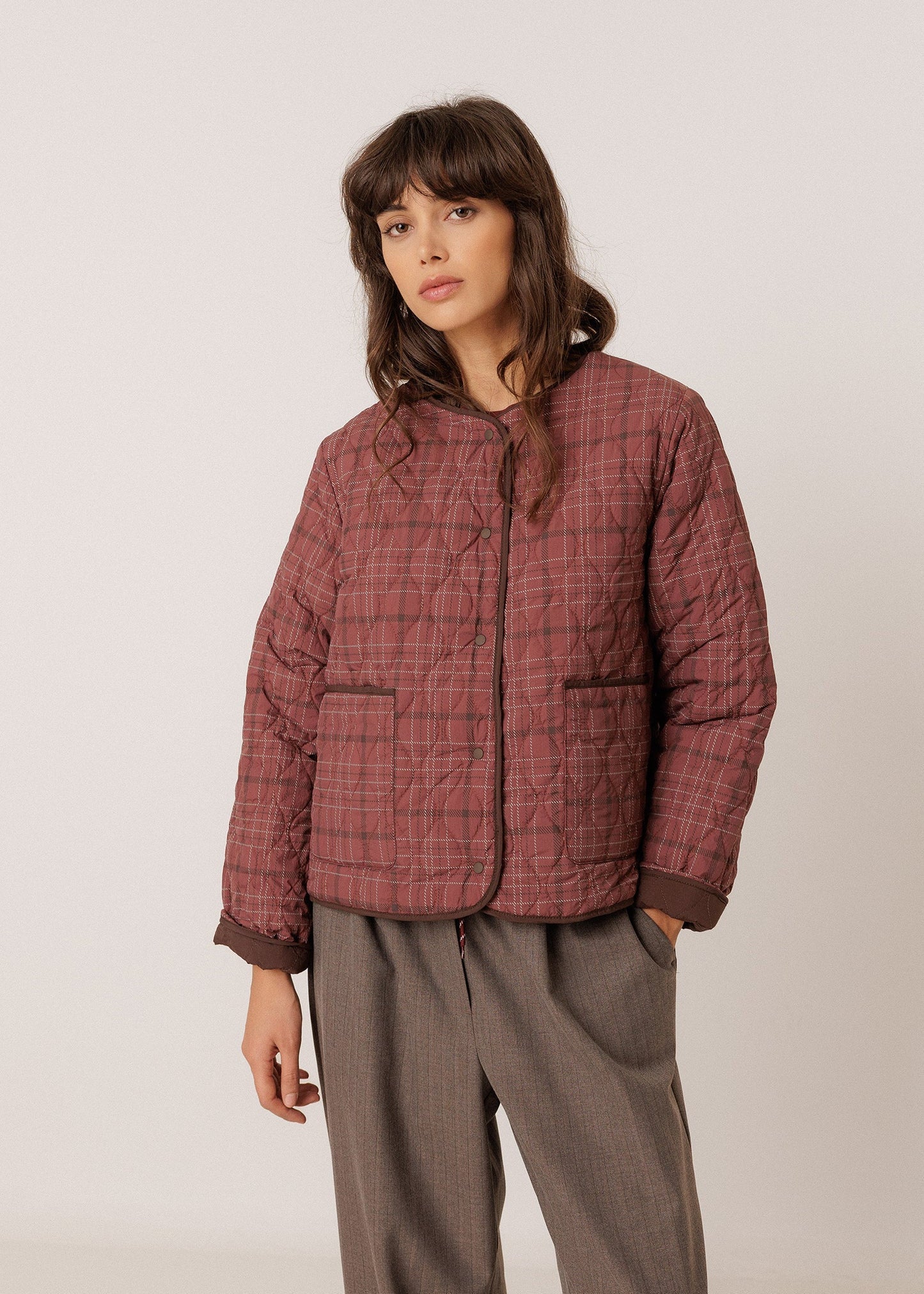 Indi & Cold - Tartan-Print Quilted Jacket -