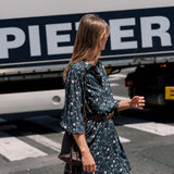 Indi & Cold - Floral-Print Shirt Collar Dress -